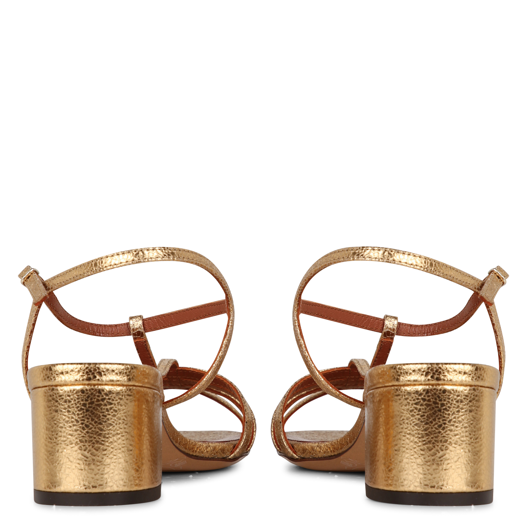 Sandales à talon en cuir métallisé RIVECOUR Doré