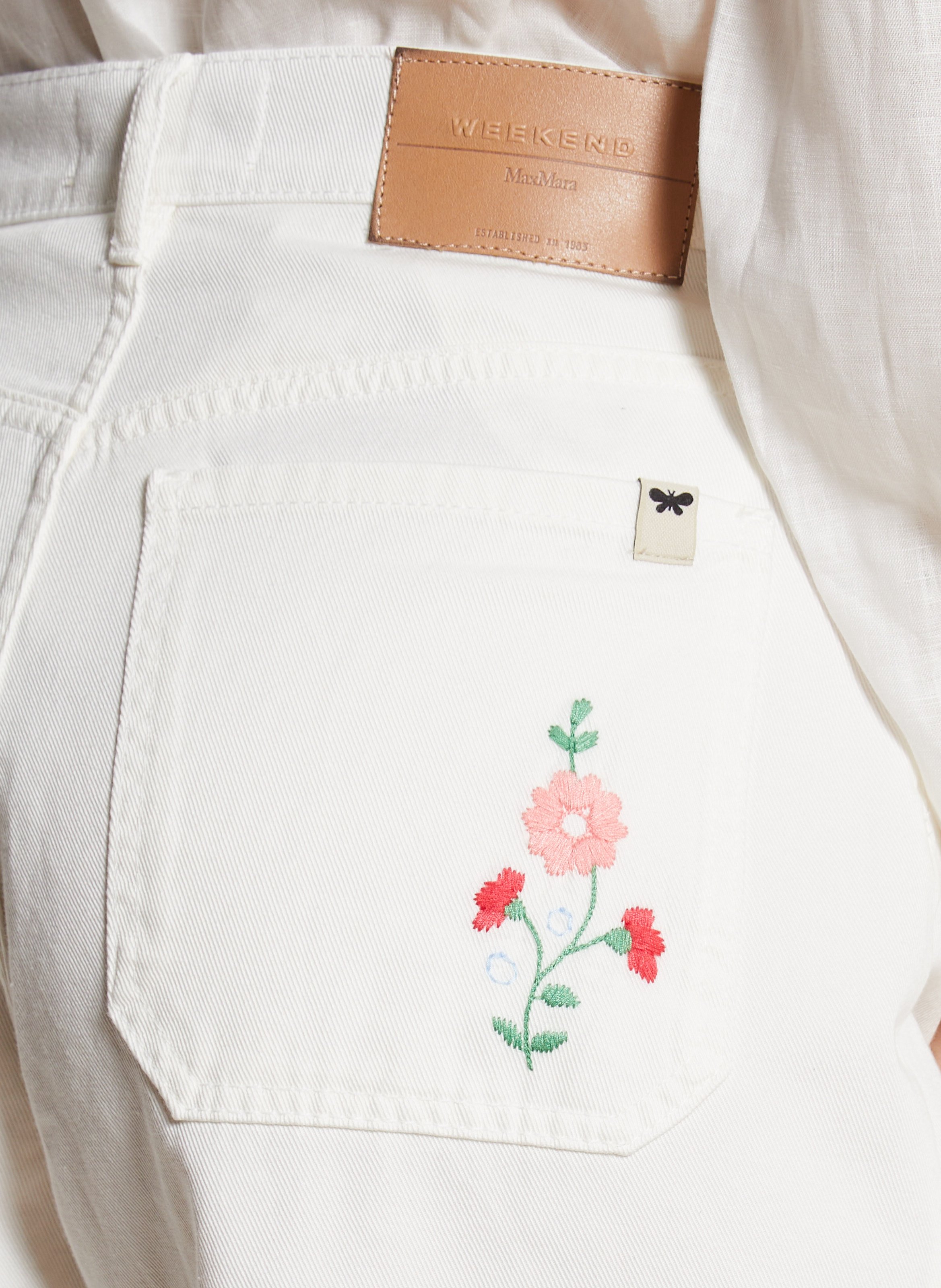 Wijde hoge taille geborduurde jeans MAX MARA WEEK END Wit