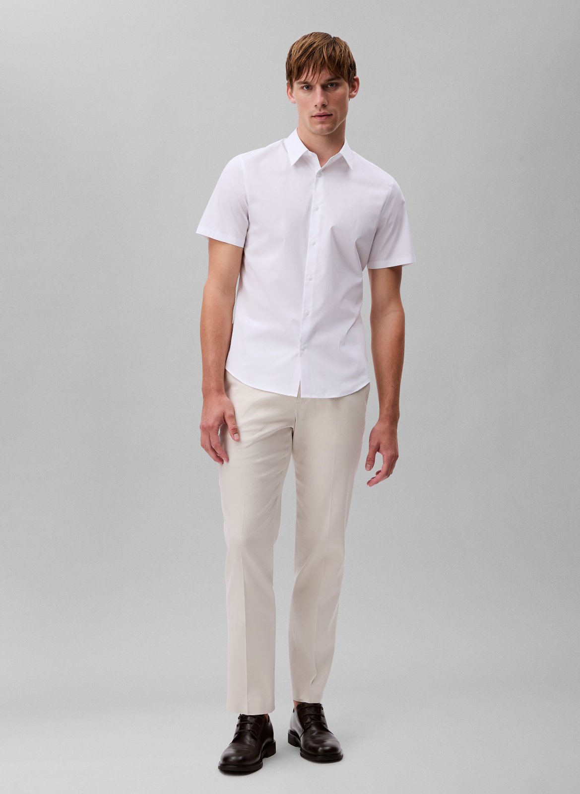 Cotton-mix slim-fit shirt CALVIN KLEIN White