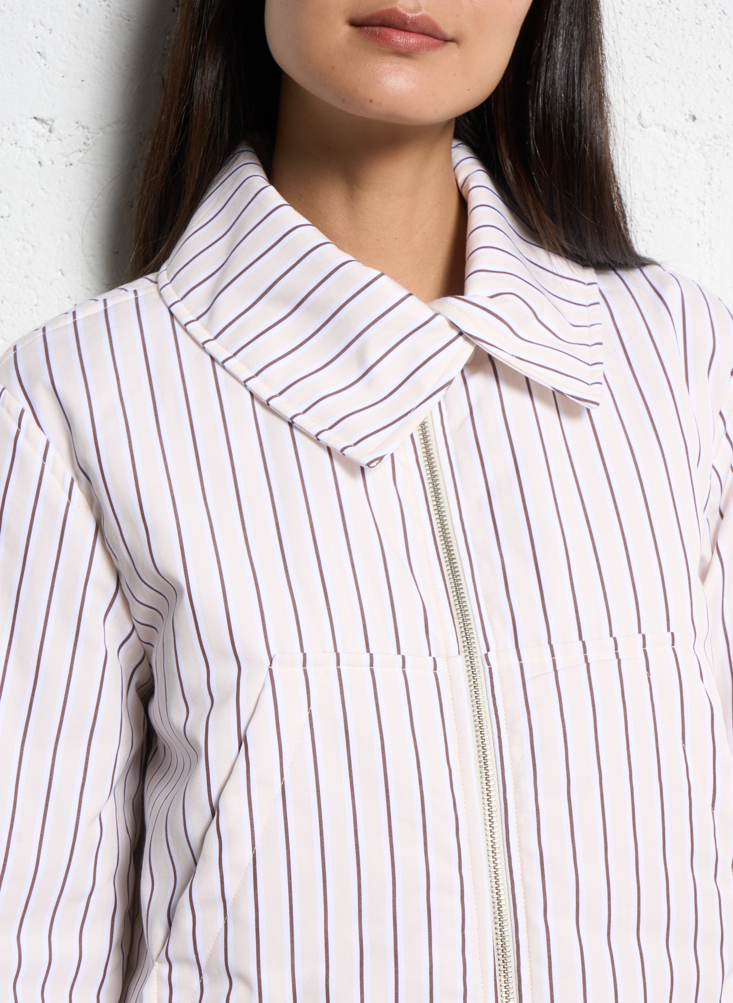 Asymmetric Striped Collar Jacket MARGAUX LONNBERG Multicolored