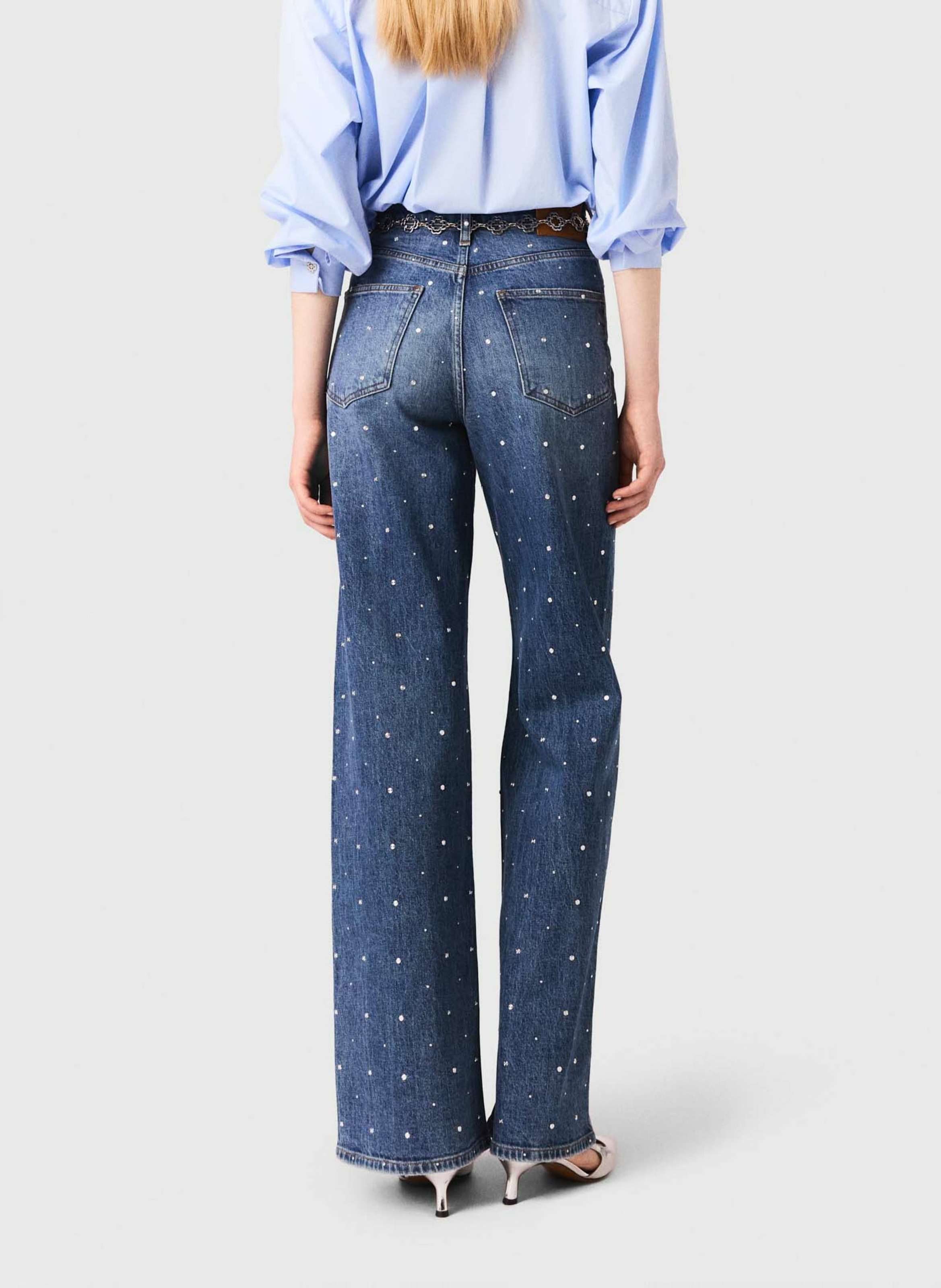 Jean large en coton mélangé MAJE Bleu