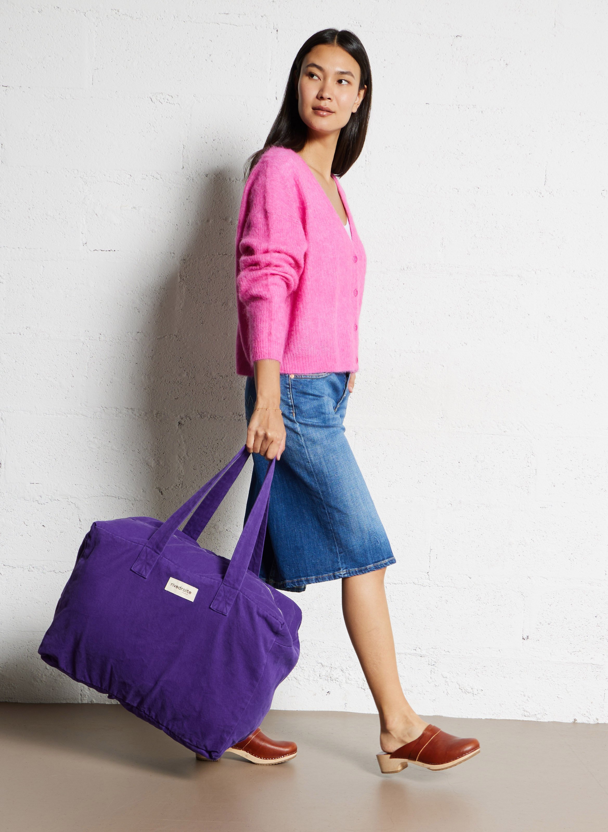 Sac shopping en coton bio mélangé RIVEDROITE PARIS Violet