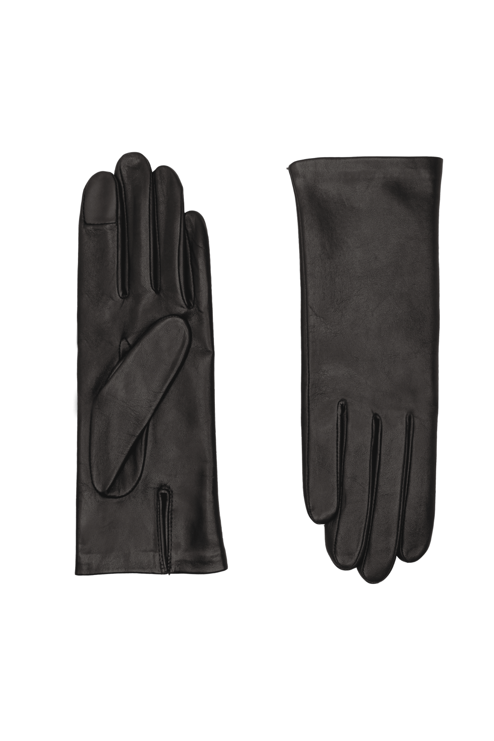 Kate silk-lined leather gloves AGNELLE Black