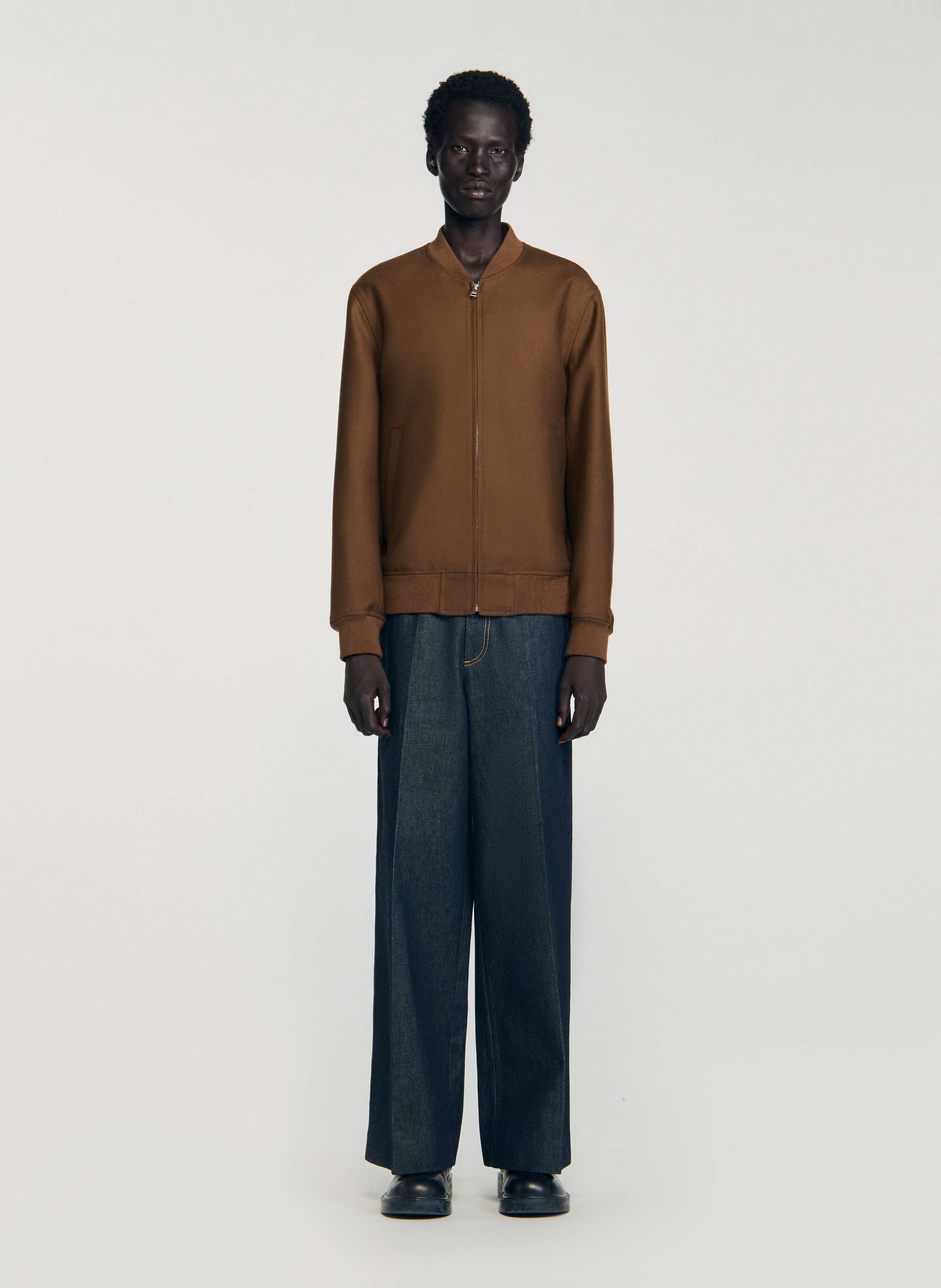 Blouson col teddy SANDRO Beige