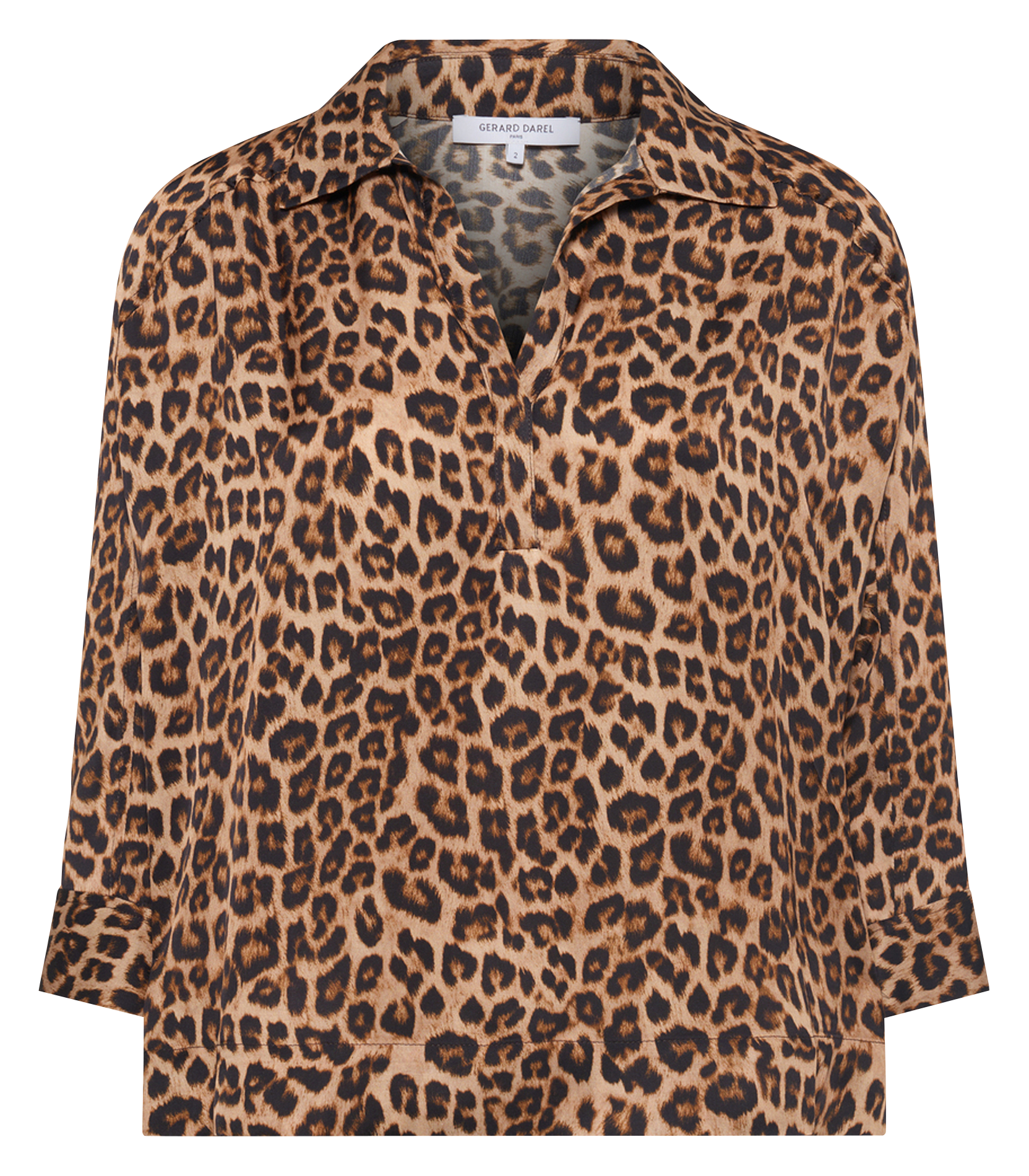 Chemise droite col tunisien léopard GERARD DAREL Marron