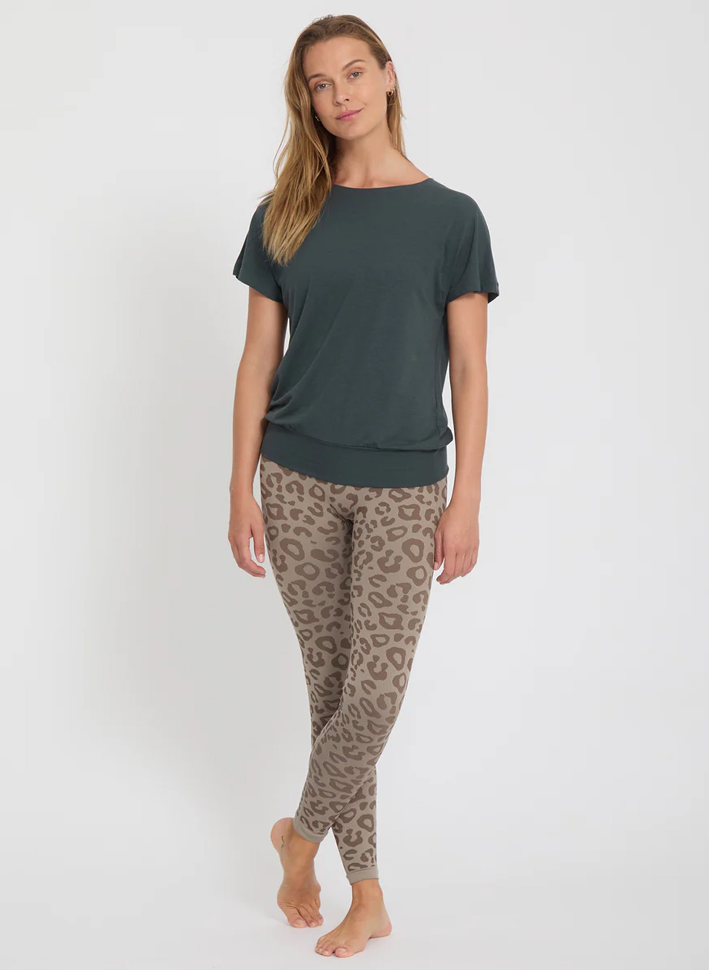 Tee-shirt fluide manches courtes uni YOGA SEARCHER Vert