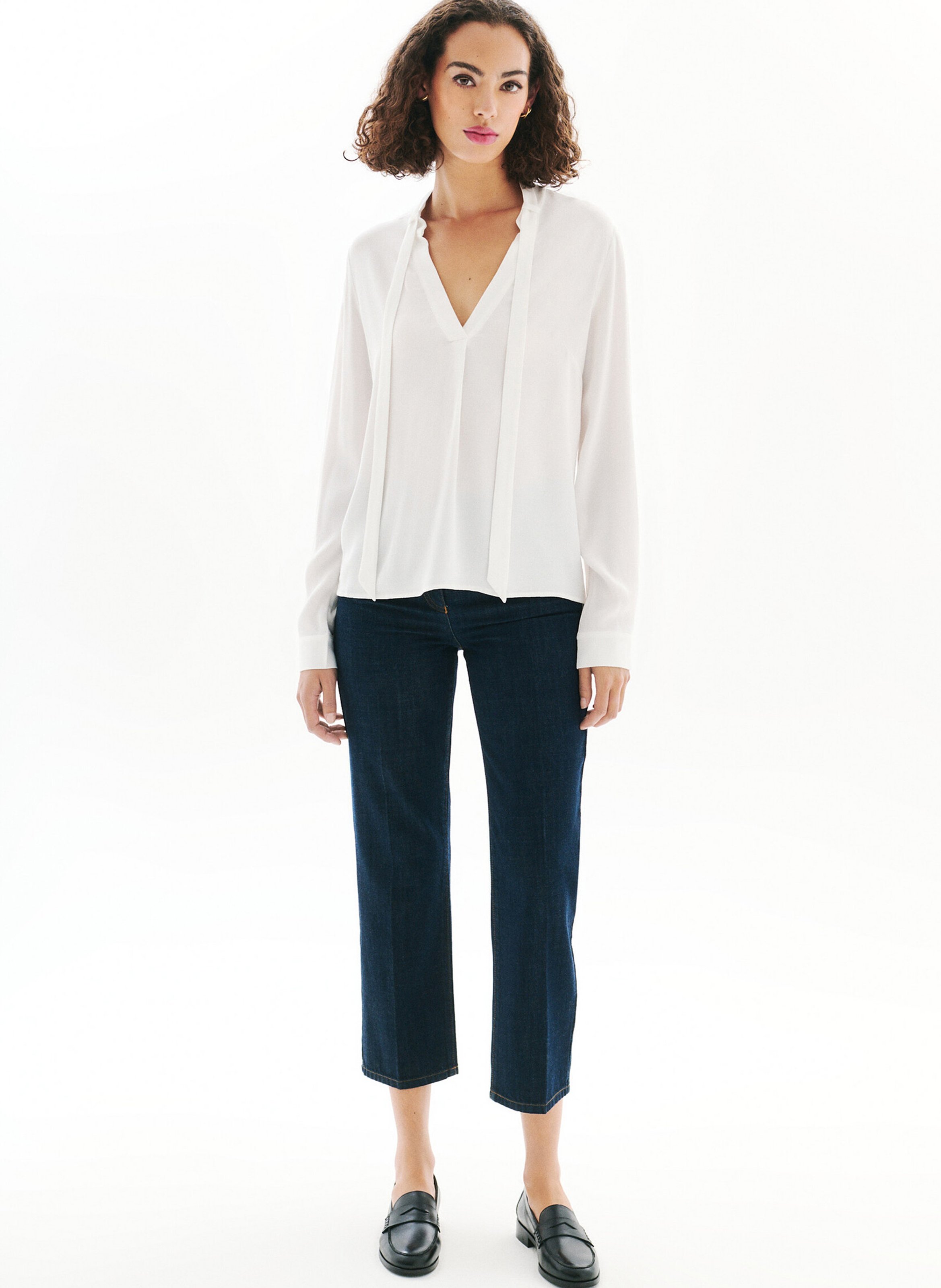 Blouse col V CAROLL Beige