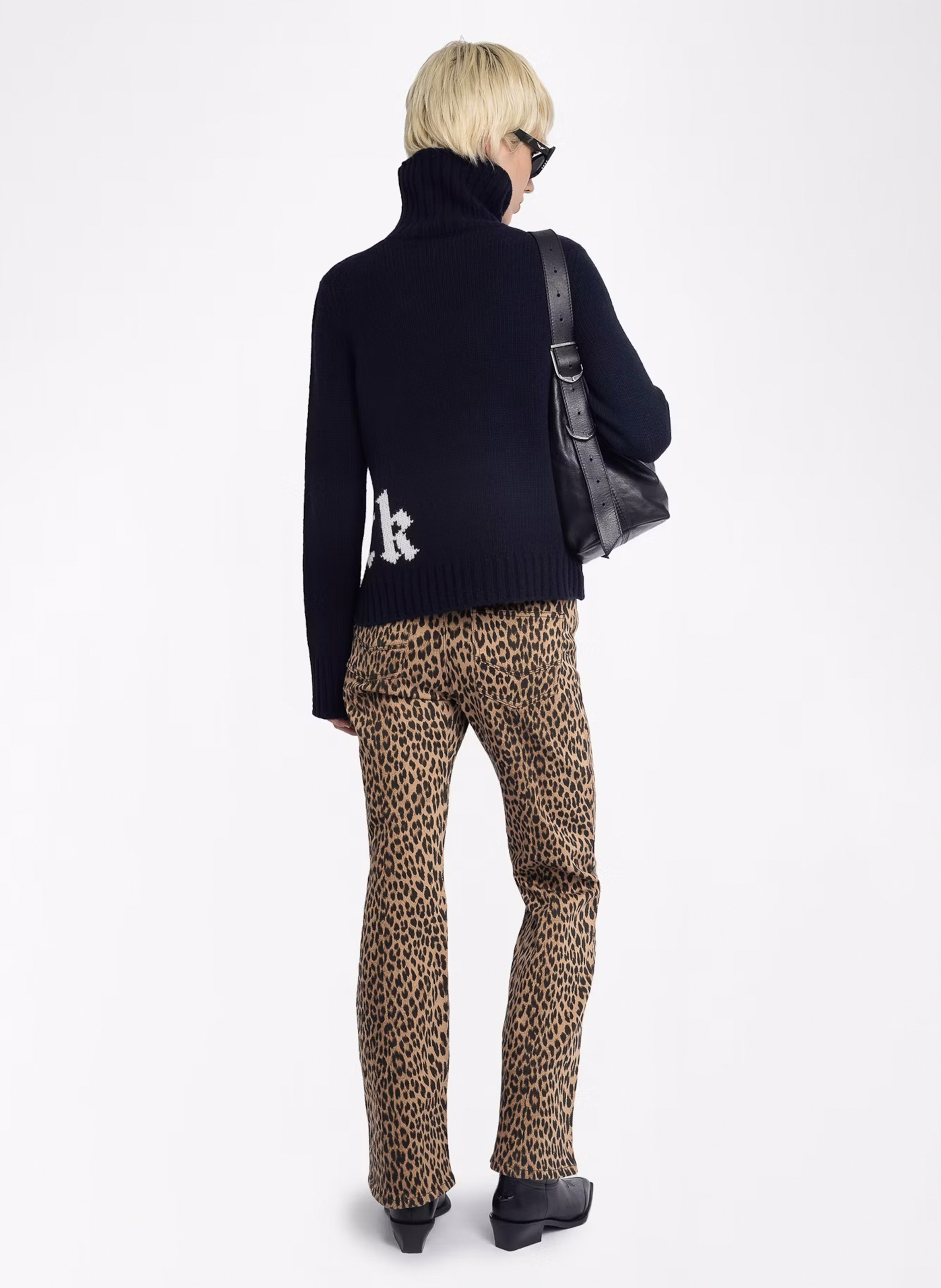 Solid high-neck sweater with wool lettering ZADIG&VOLTAIRE Blue