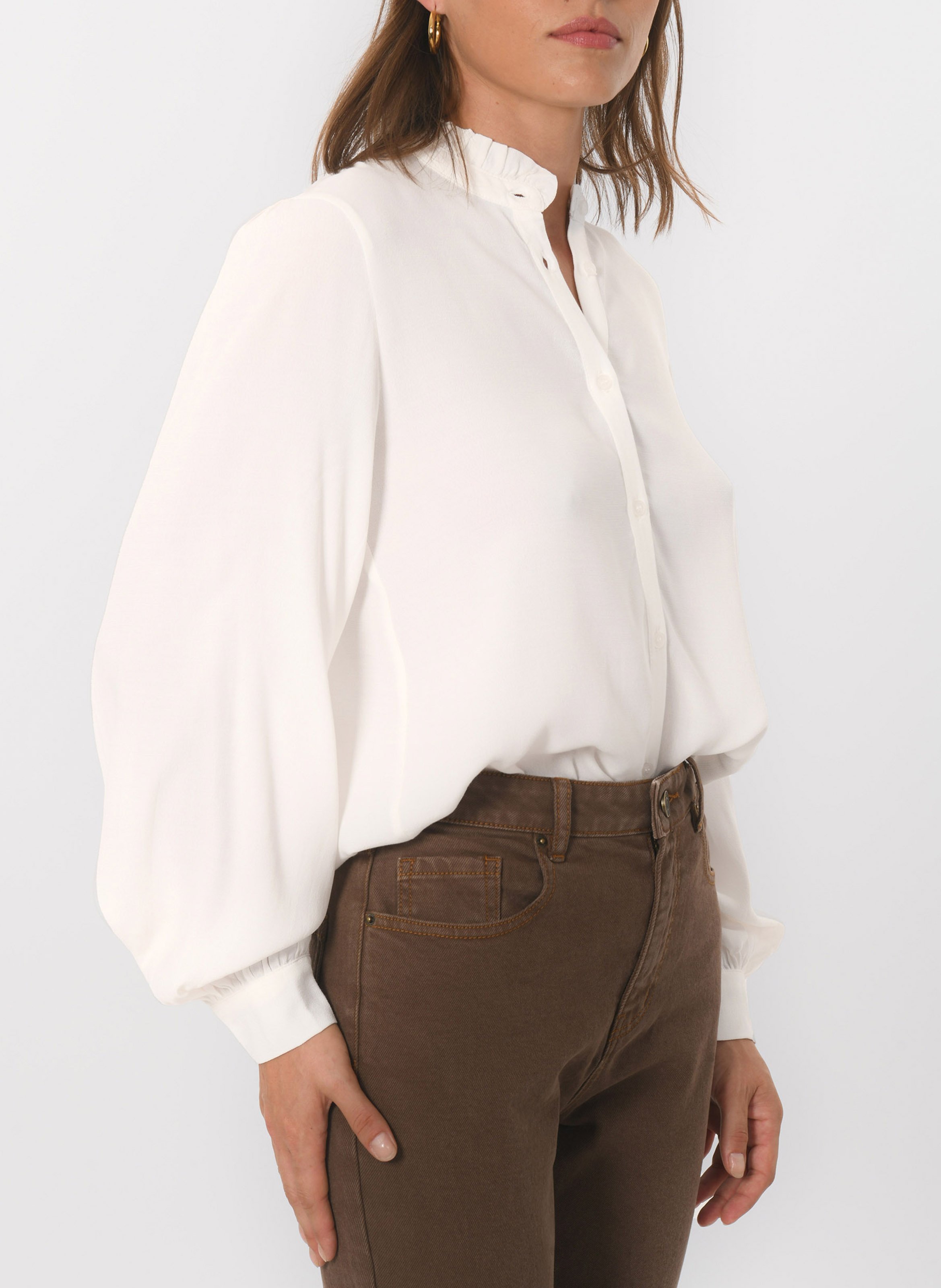 Shirt with ruffled collar KOOKAI Beige