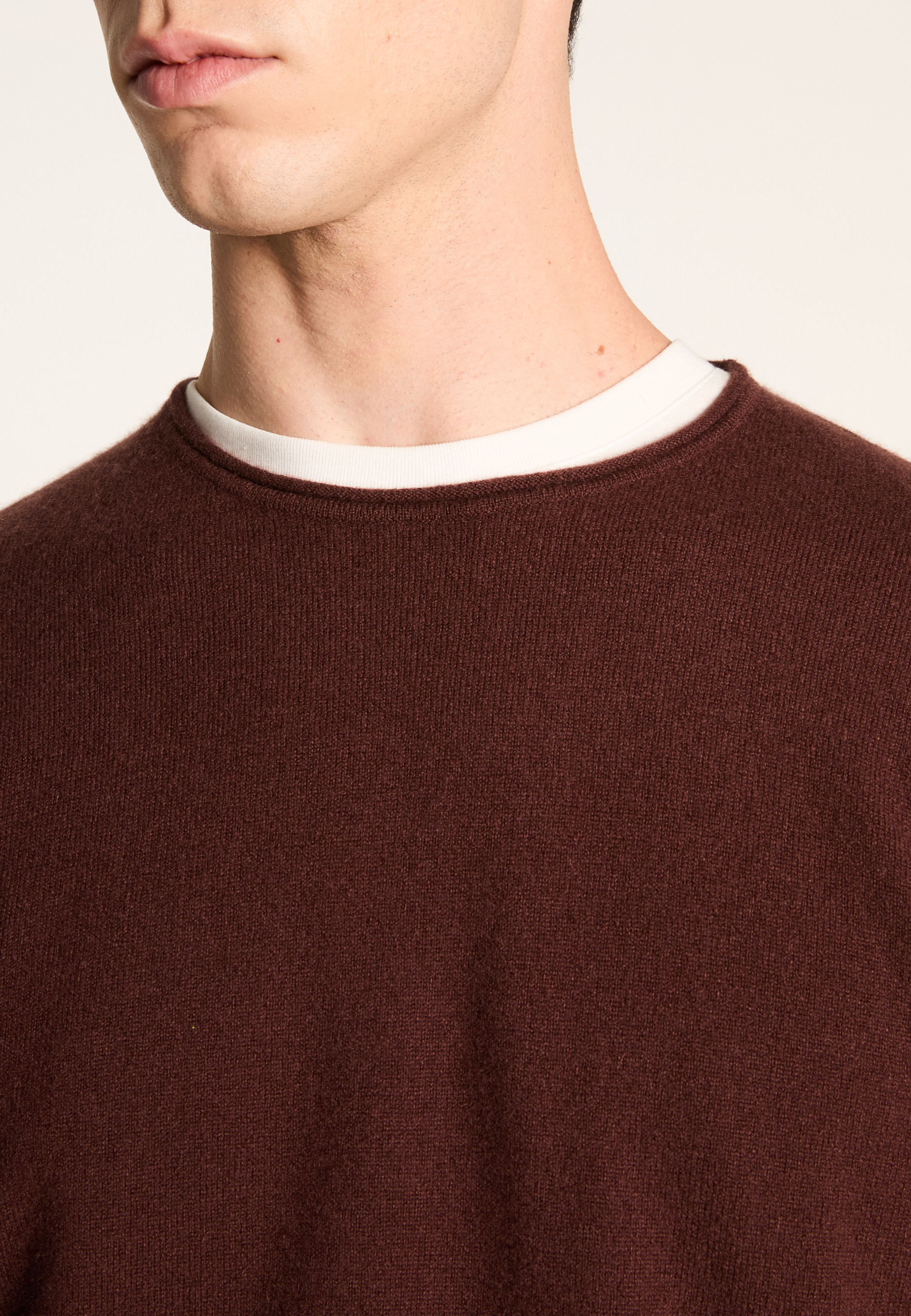 Cashmere sweater with rolled turtleneck MAISON MONTAGUT Brown