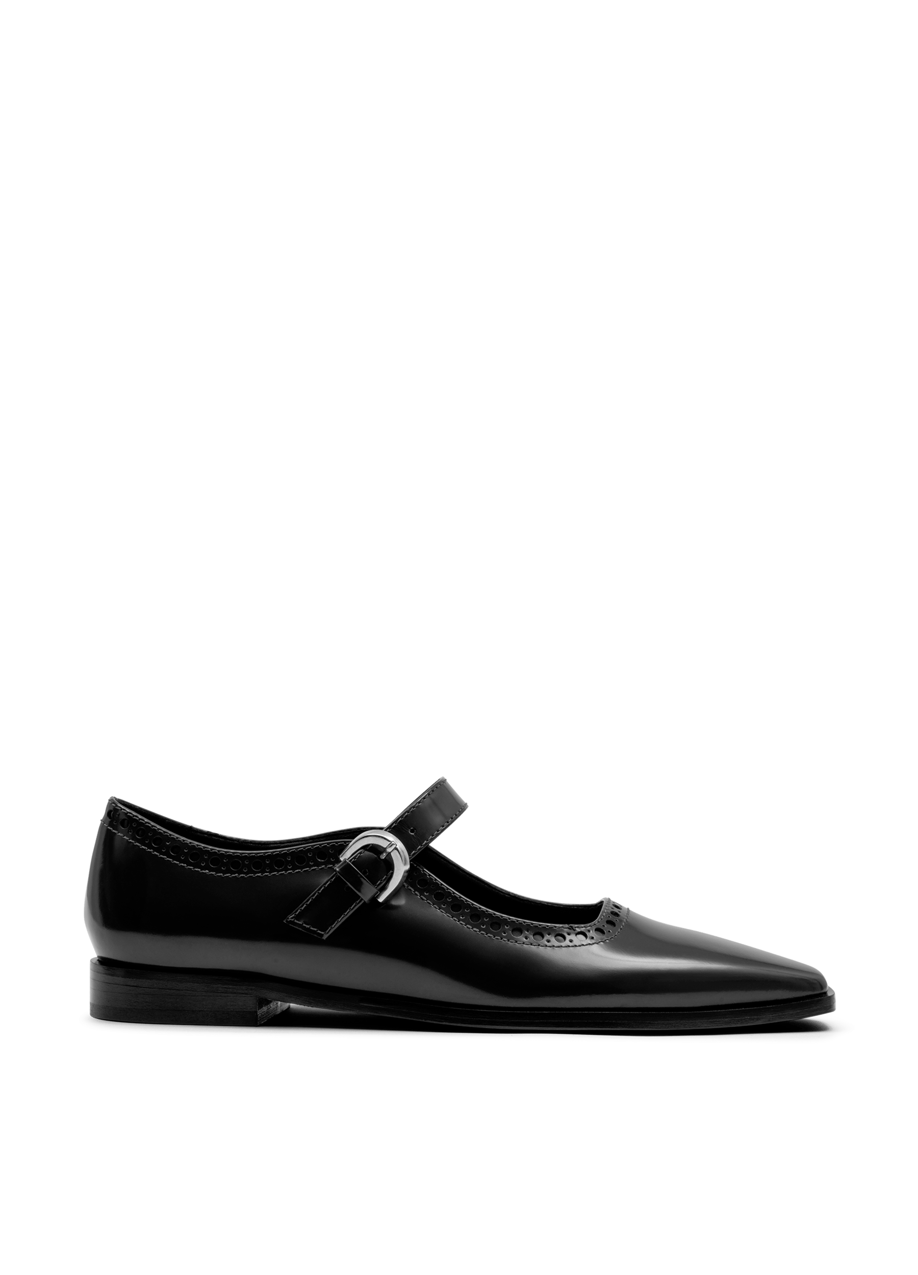 Black brushed leather ballerina flats PARALLELE PARIS Black