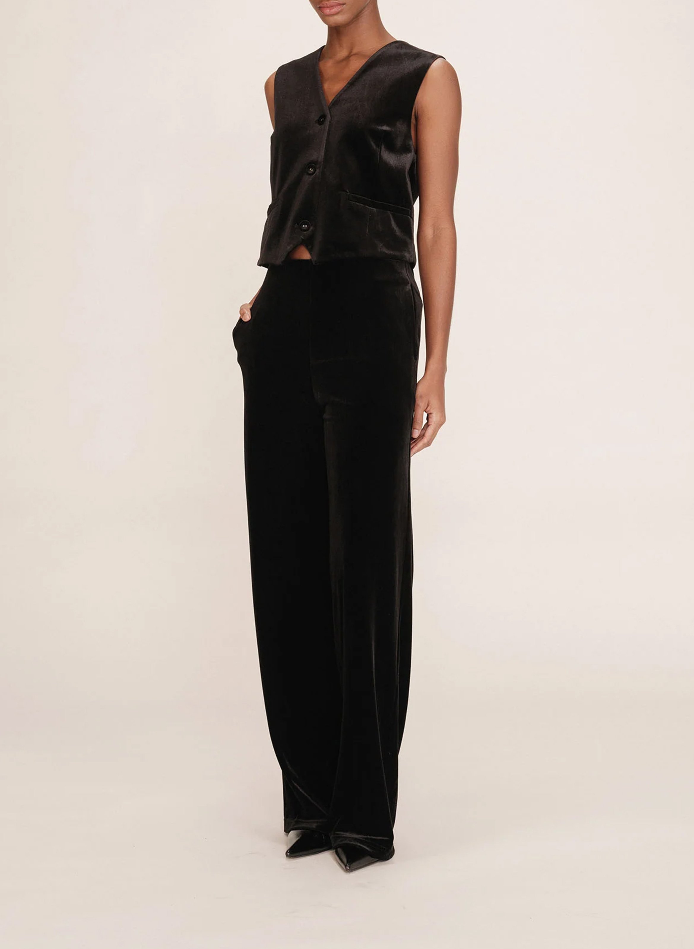 Sleeveless velvet vest GRACE ET MILA Black