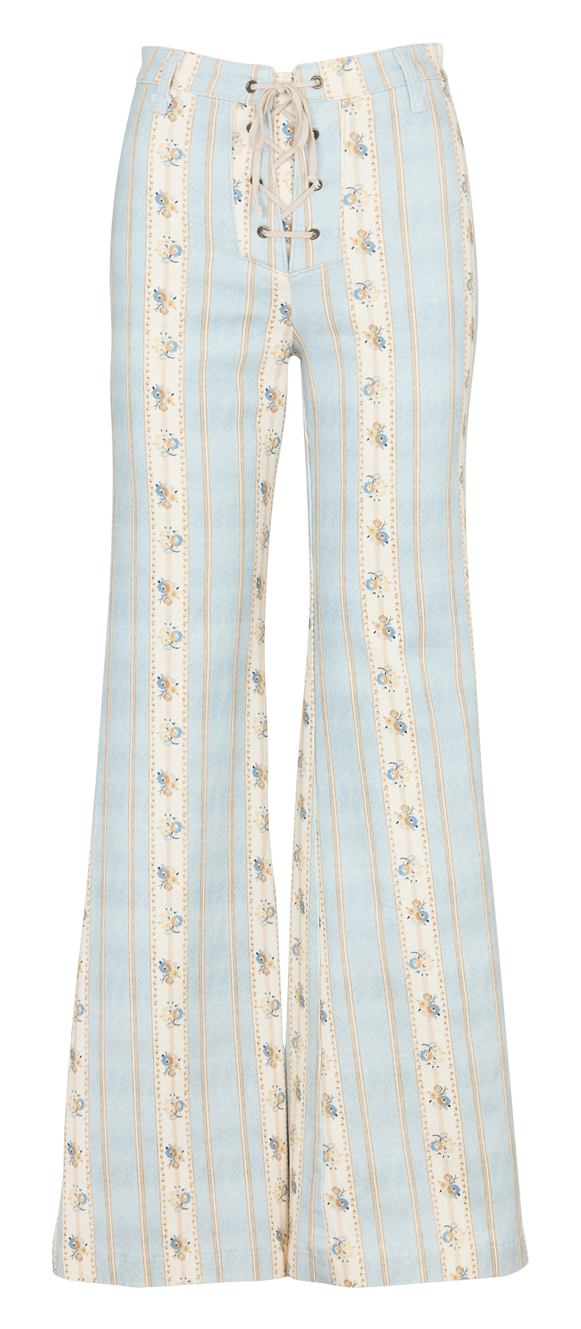 Hoch sitzende Flare-Jeans mit Schnürung MAISON HOTEL Blau