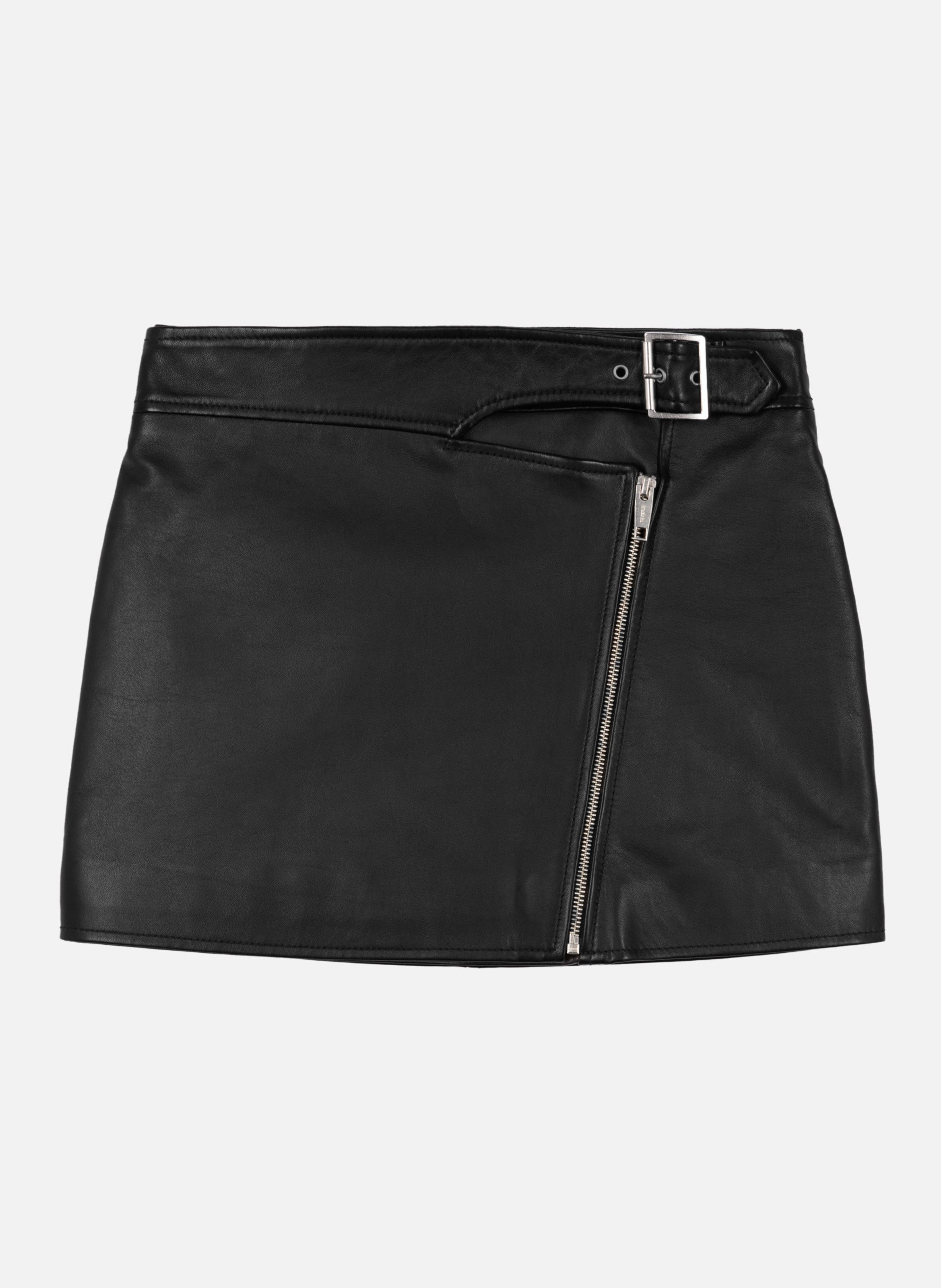 Leather skirt with zipper THE KOOPLES Black