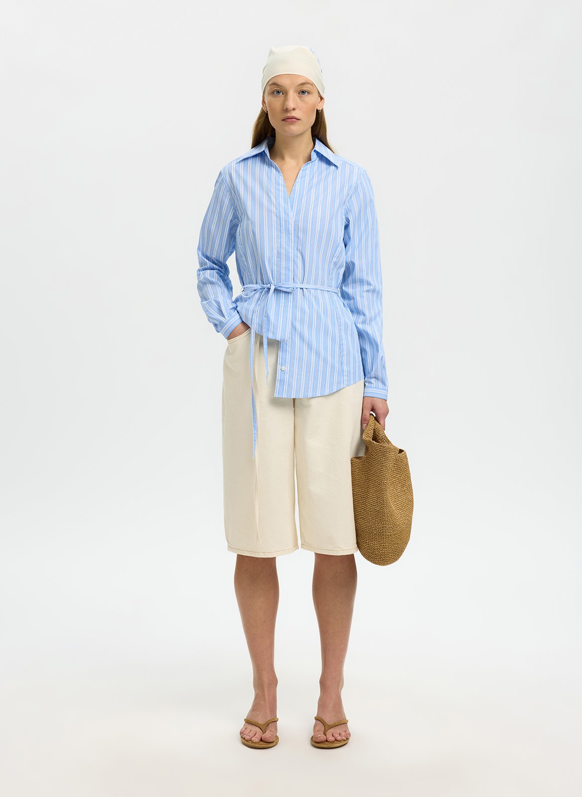 Chemise cintrée à rayures SELECTED Bleu