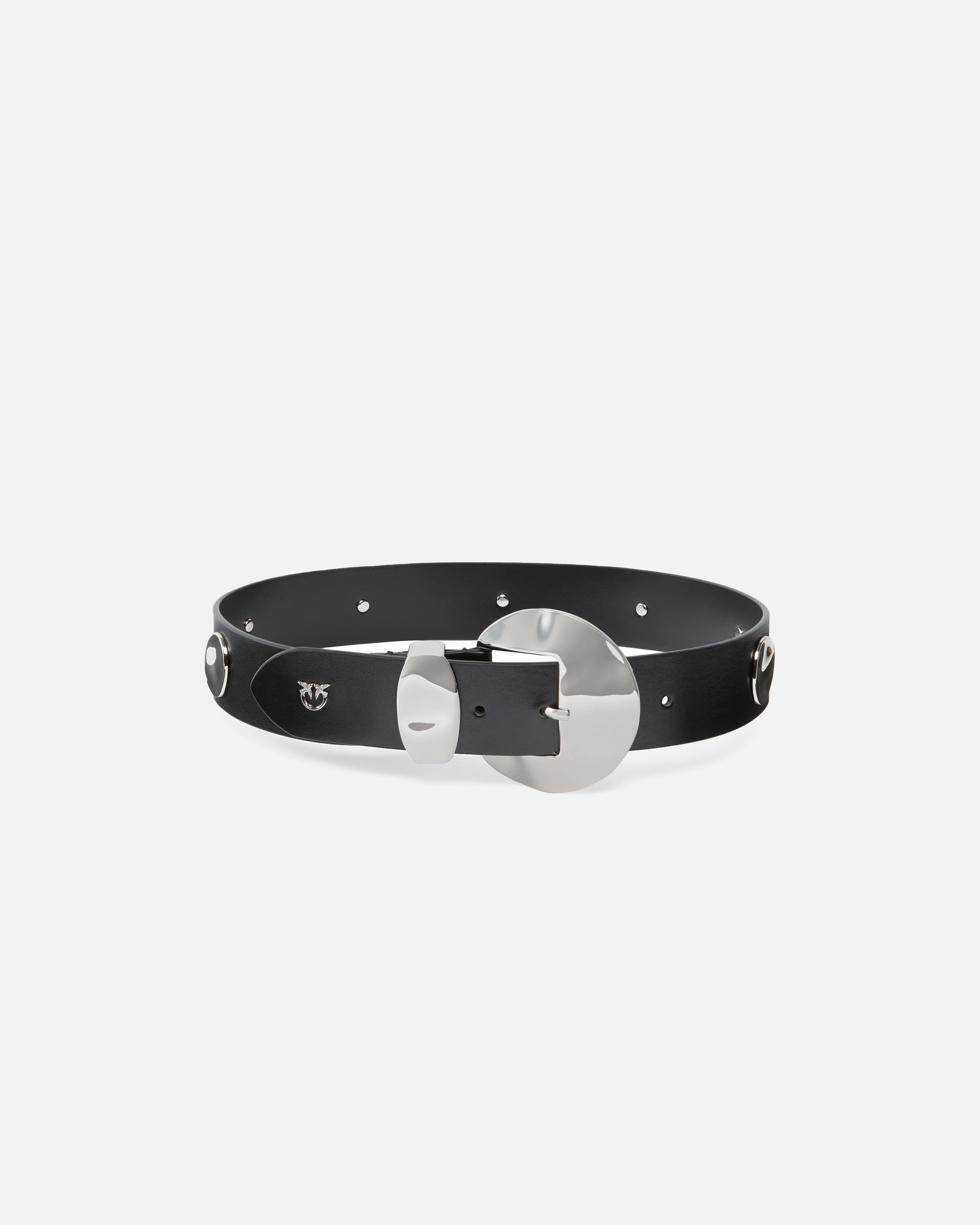 Studded belt with love birds logo 4 cm PINKO Black
