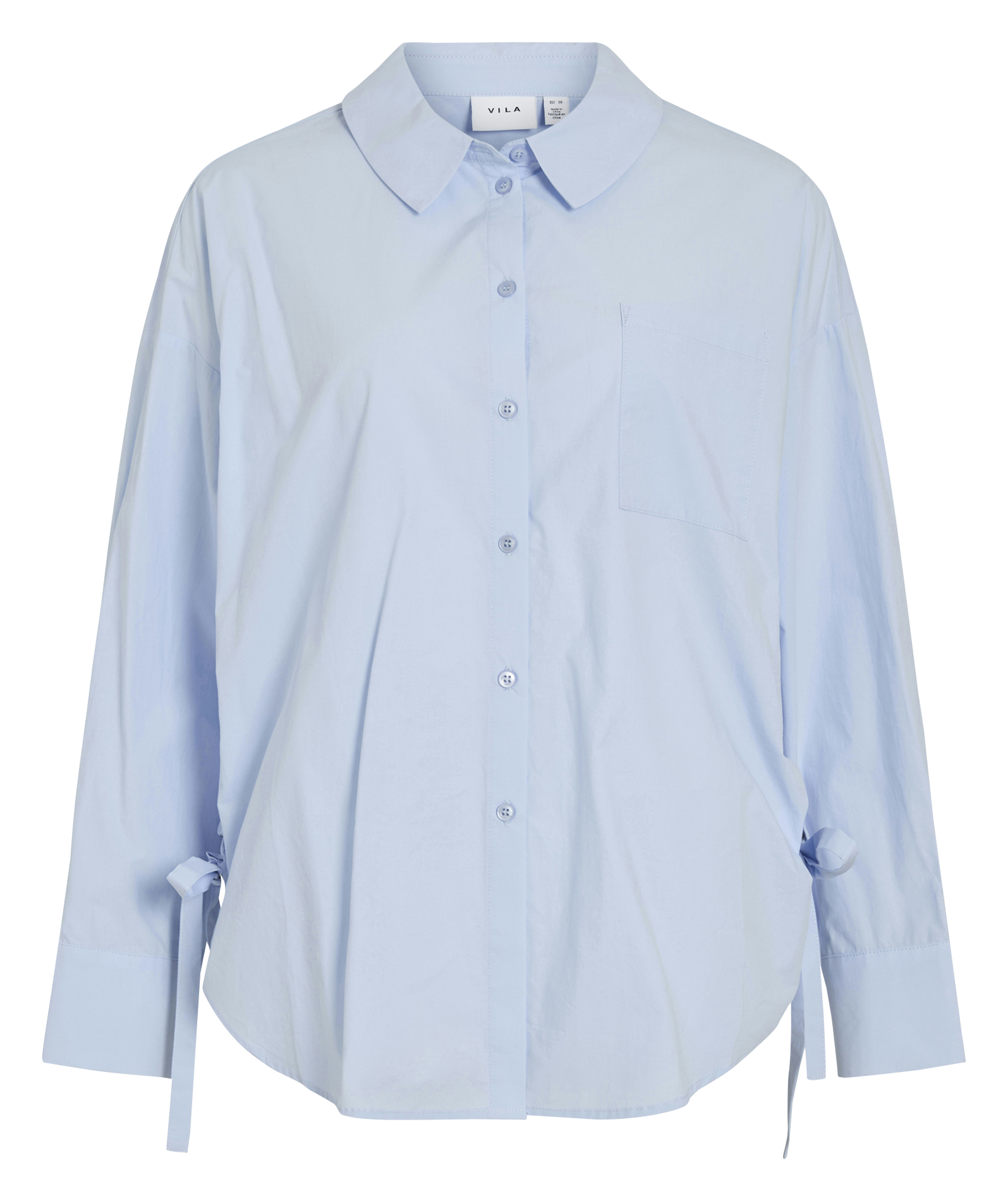 Chemise col classique en coton VILA Bleu