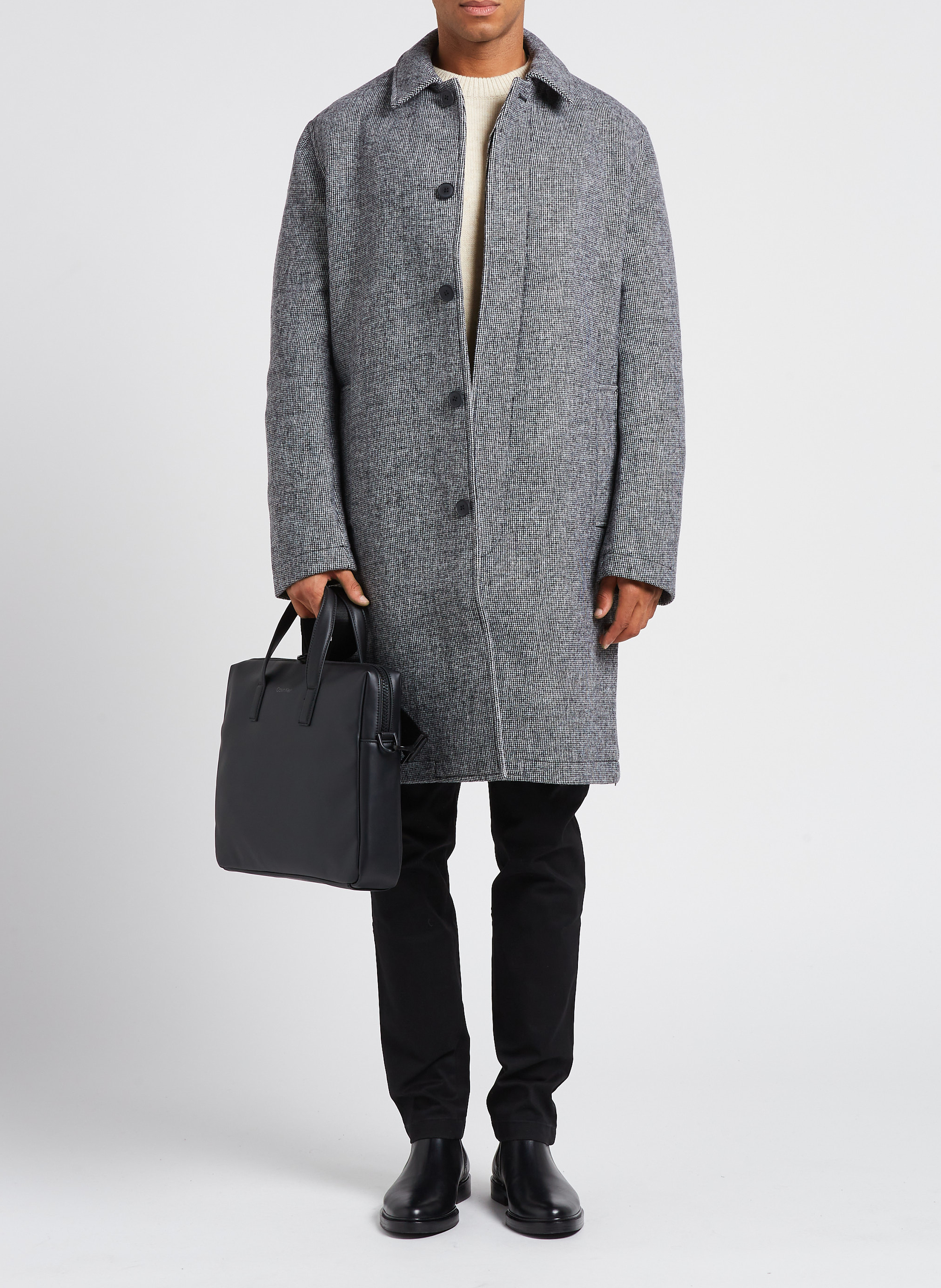 Halflange jas | wolblend MINIMUM Zwart