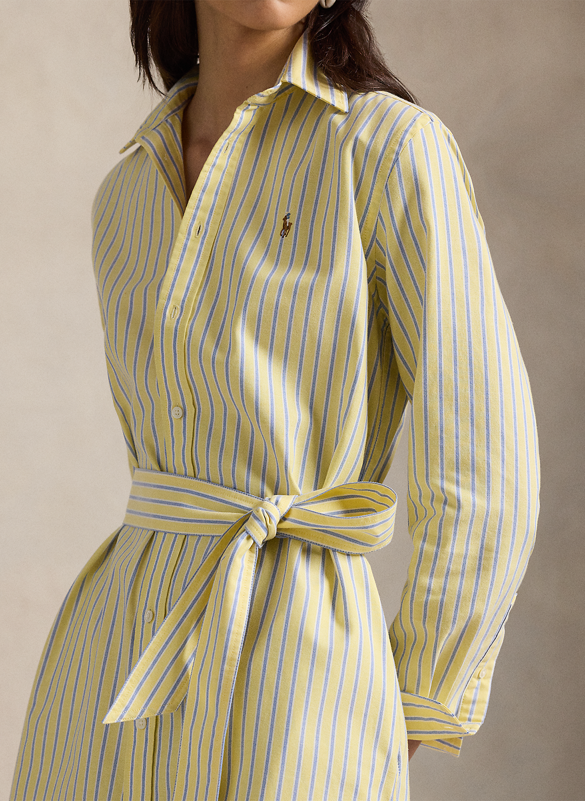 Halflange, katoenen overhemdjurk met ceintuur POLO RALPH LAUREN Geel