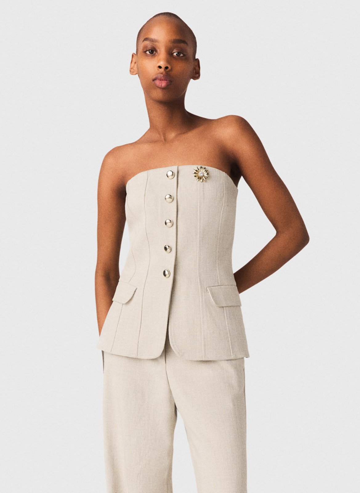 Strakke bustiertop MAJE Beige