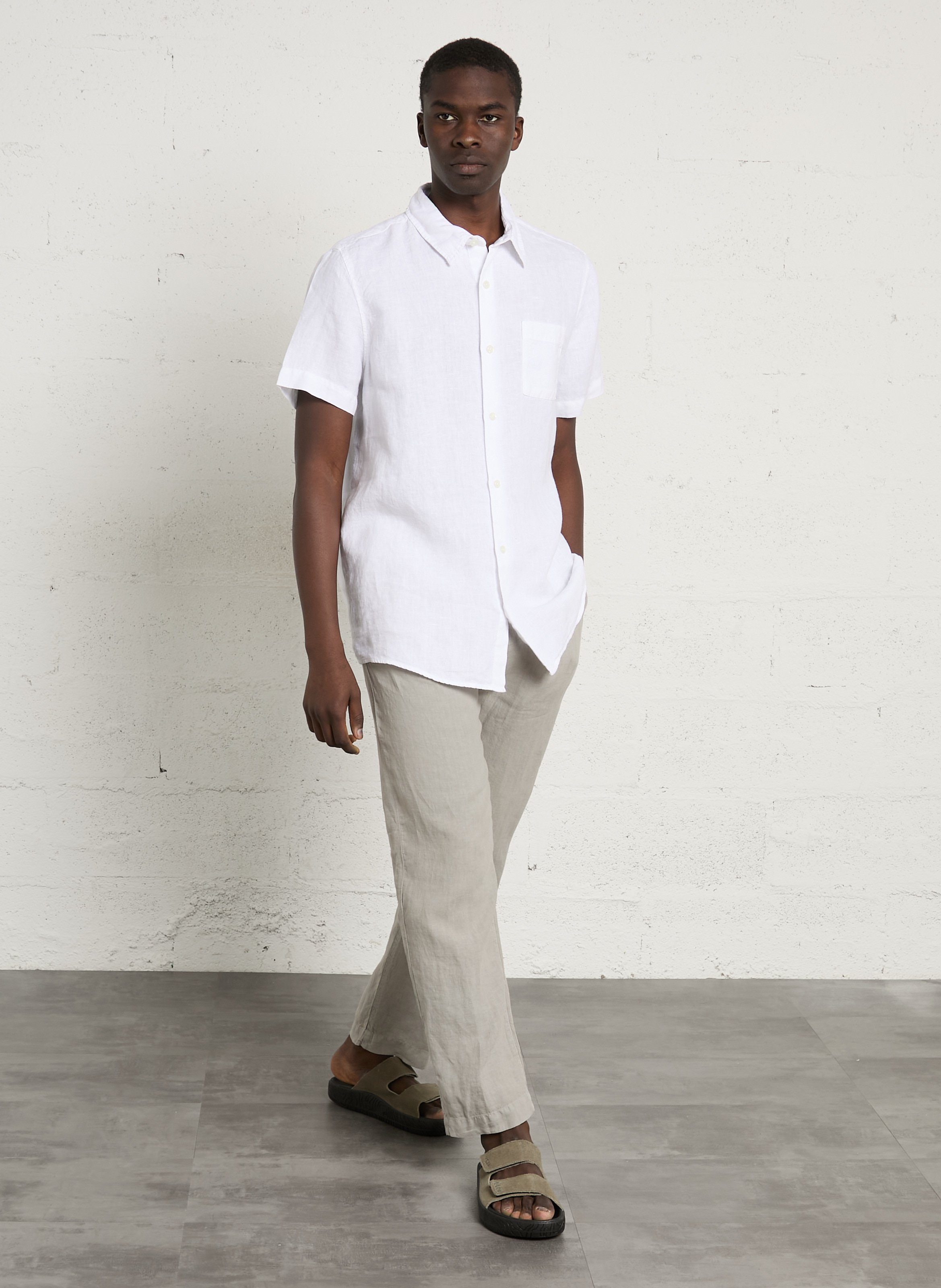 Chemise coupe confort col classique en lin ARMOR LUX Blanc