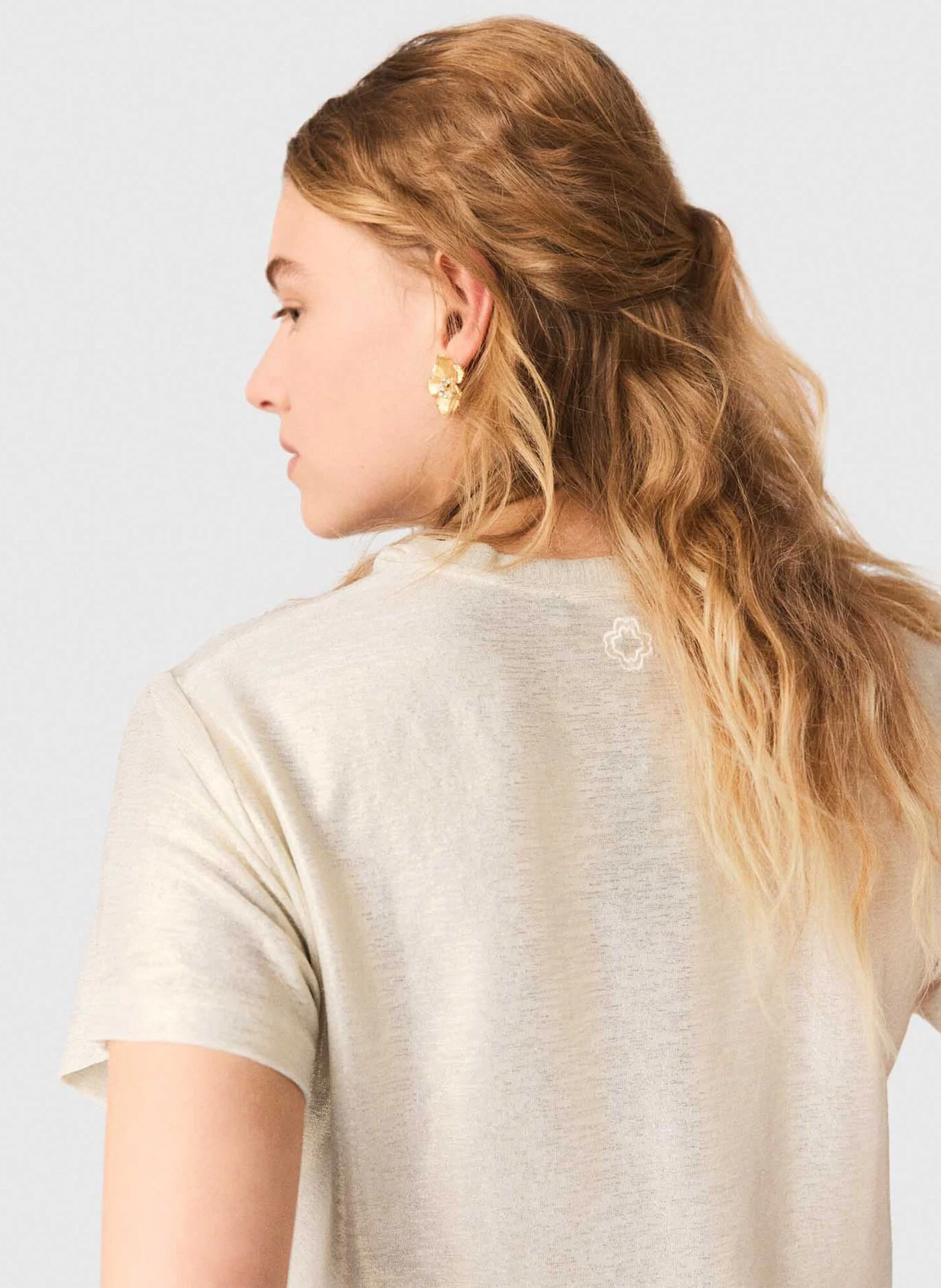 Recht T-shirt met ronde hals MAJE Goudkleurig