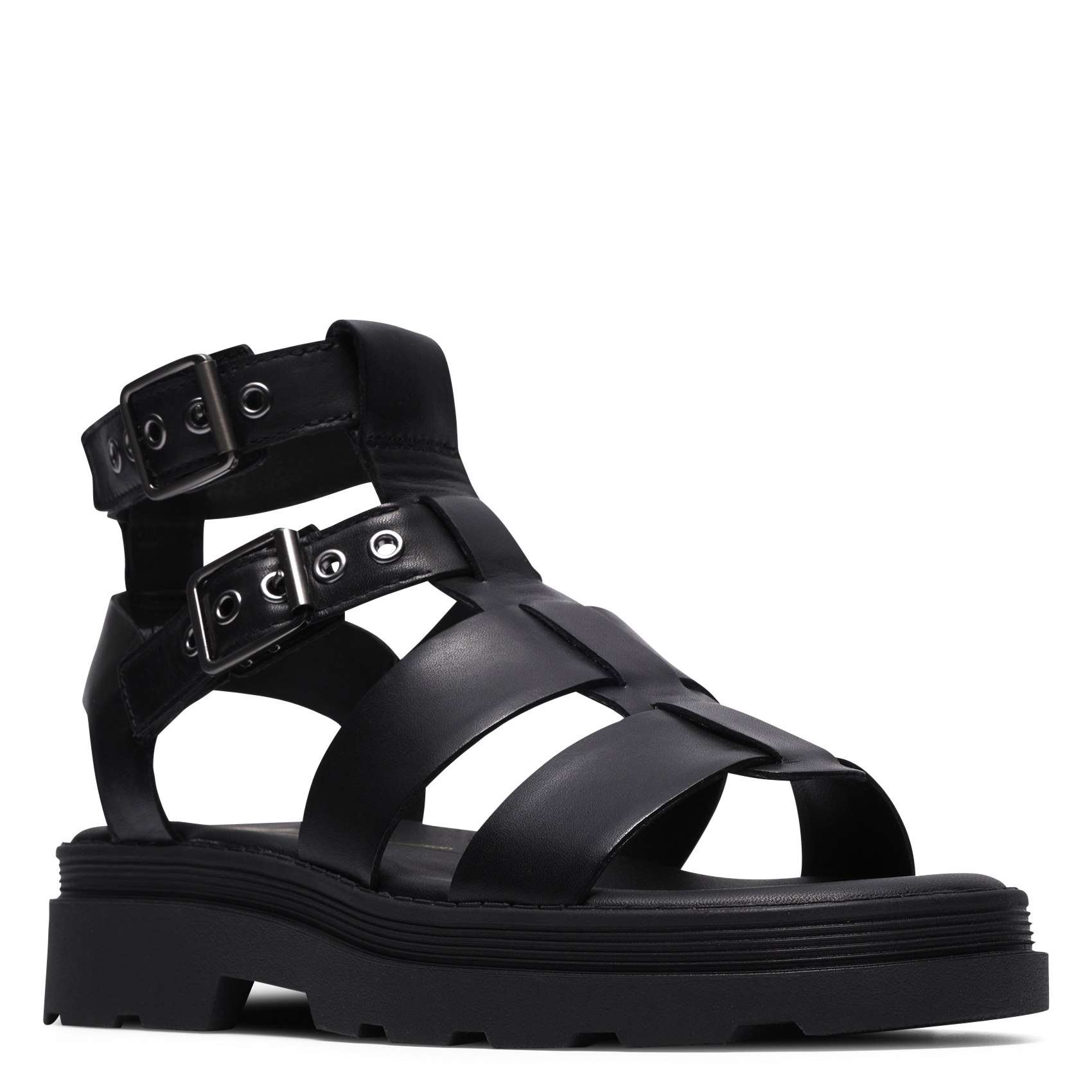 Aouda flat leather sandals CLARKS Black