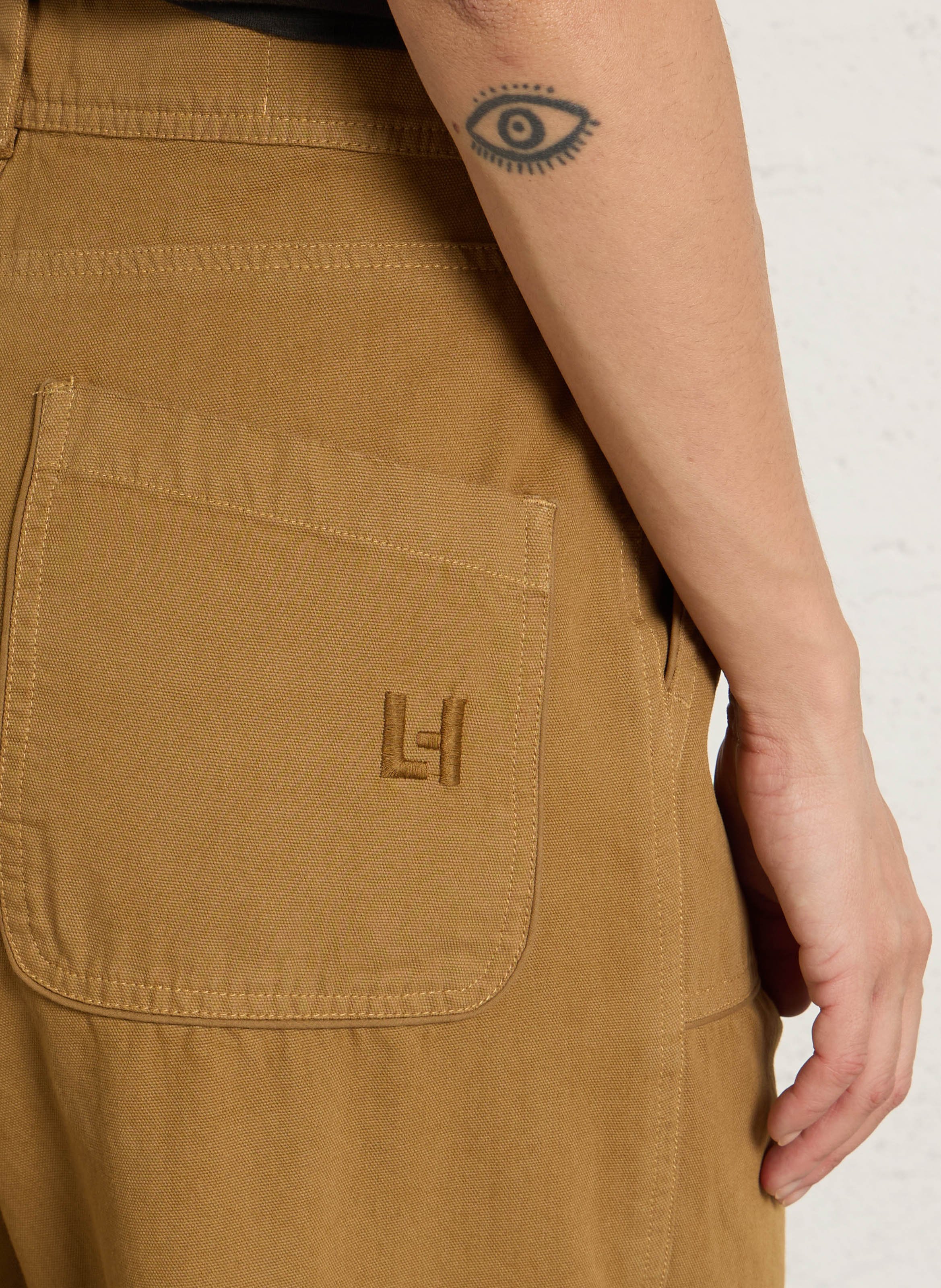 Weit geschnittene Taillenhose aus Baumwolle LEON & HARPER Gelb