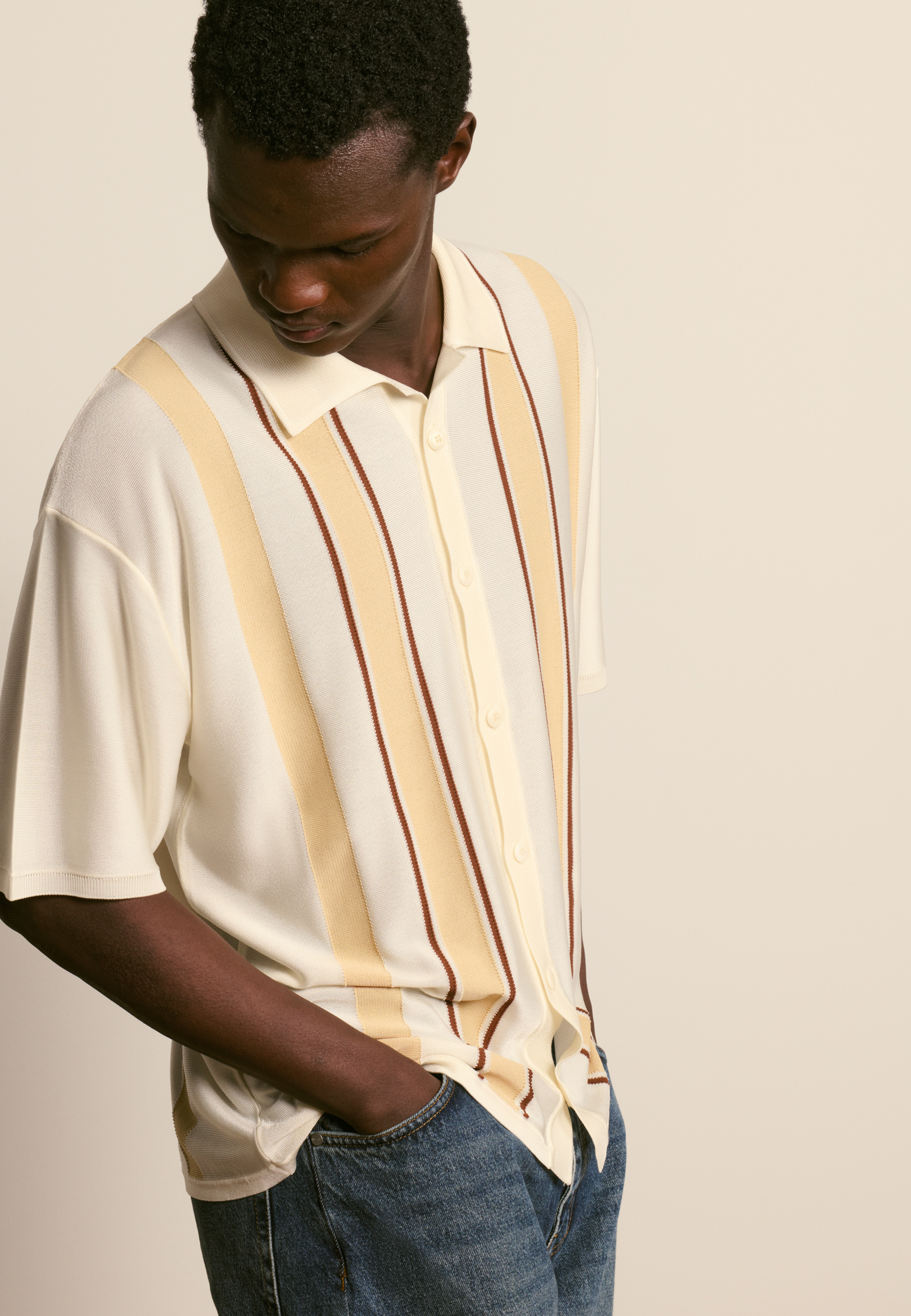 Short-sleeved shirt in light yarn MAISON MONTAGUT