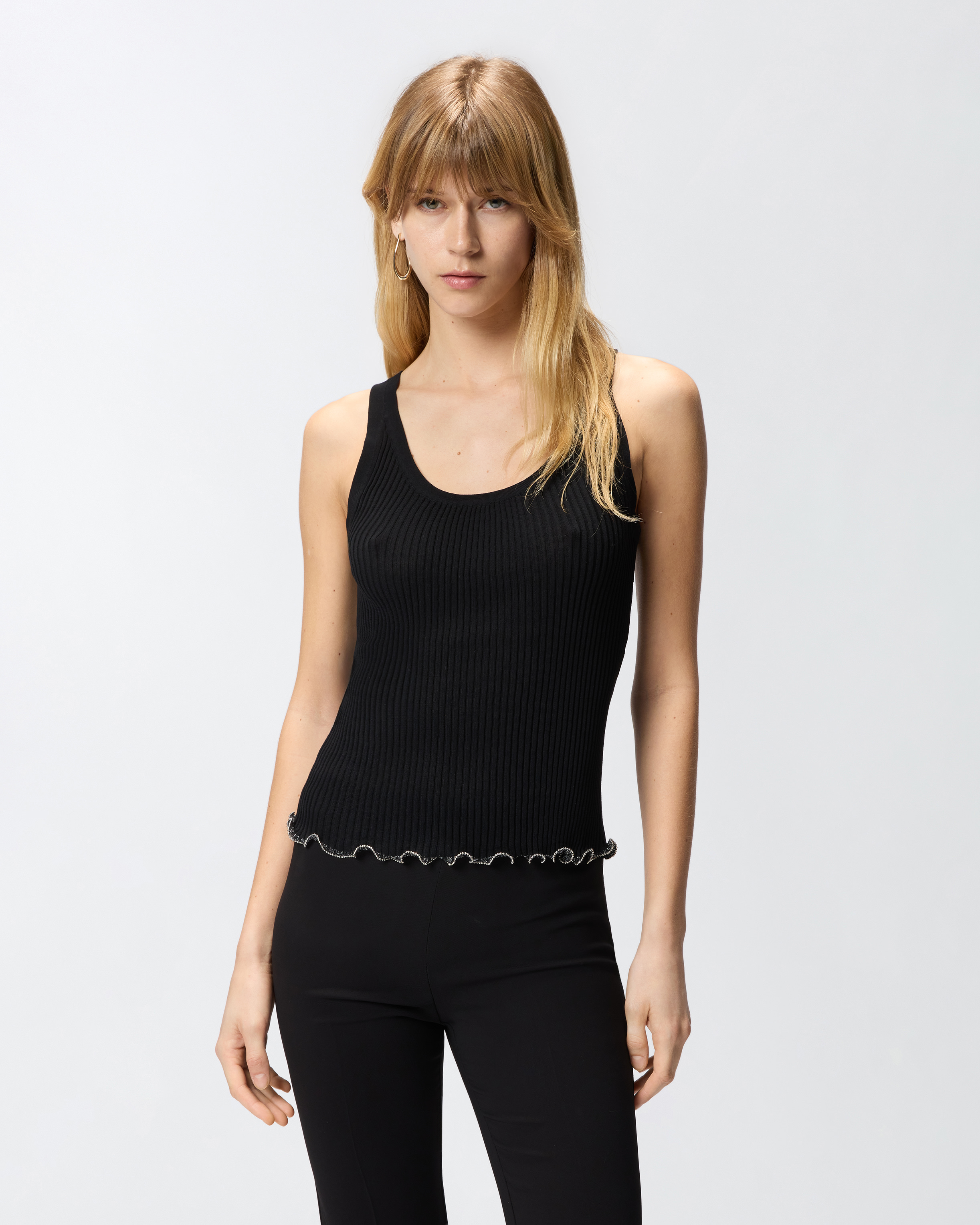 Ribbed logo tank top PINKO Black