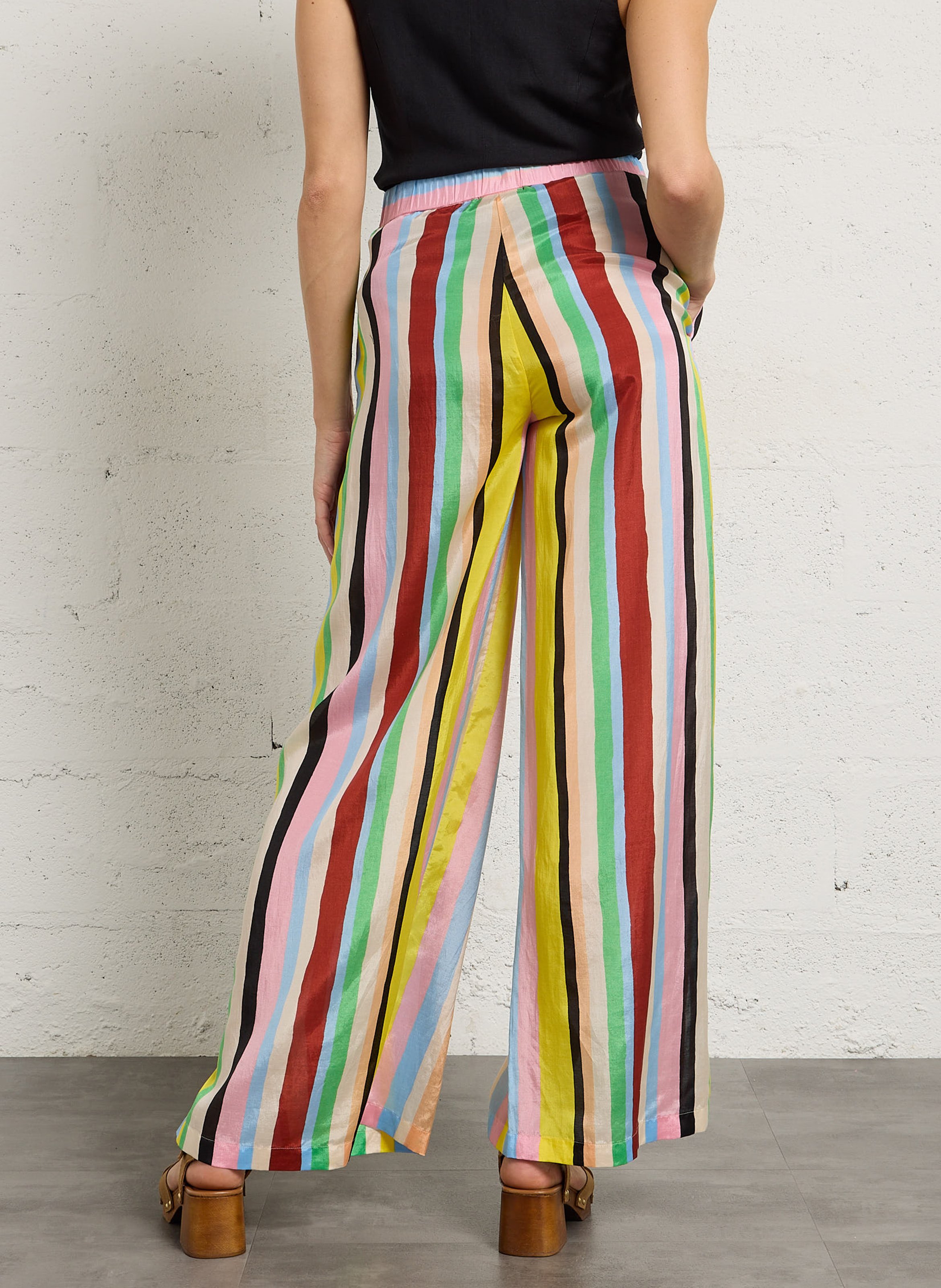 Wijde bandplooibroek van linnenmix FABIENNE CHAPOT Veelkleurig