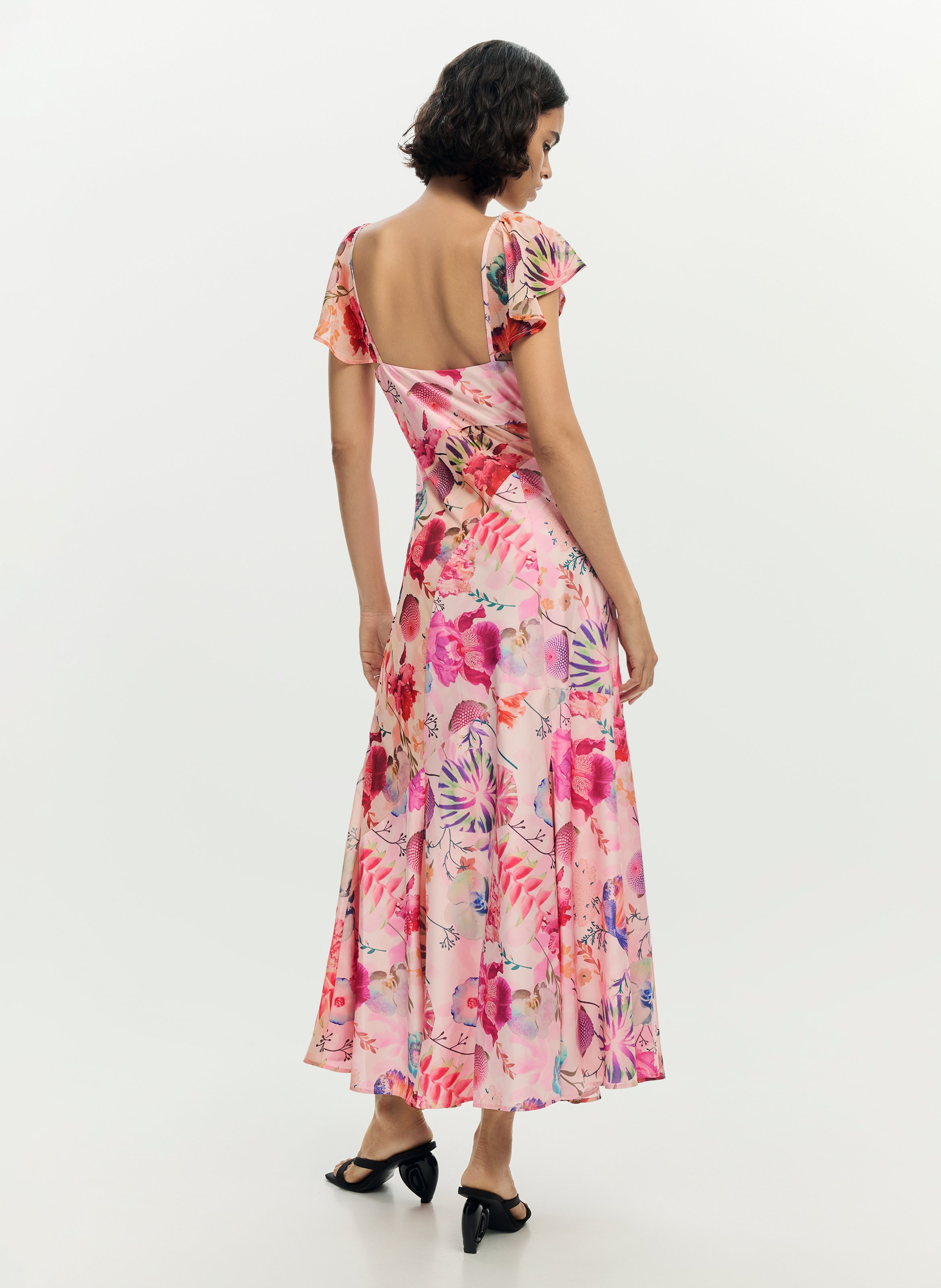 Robe sans manches à volants imprimée DESIGUAL Rouge