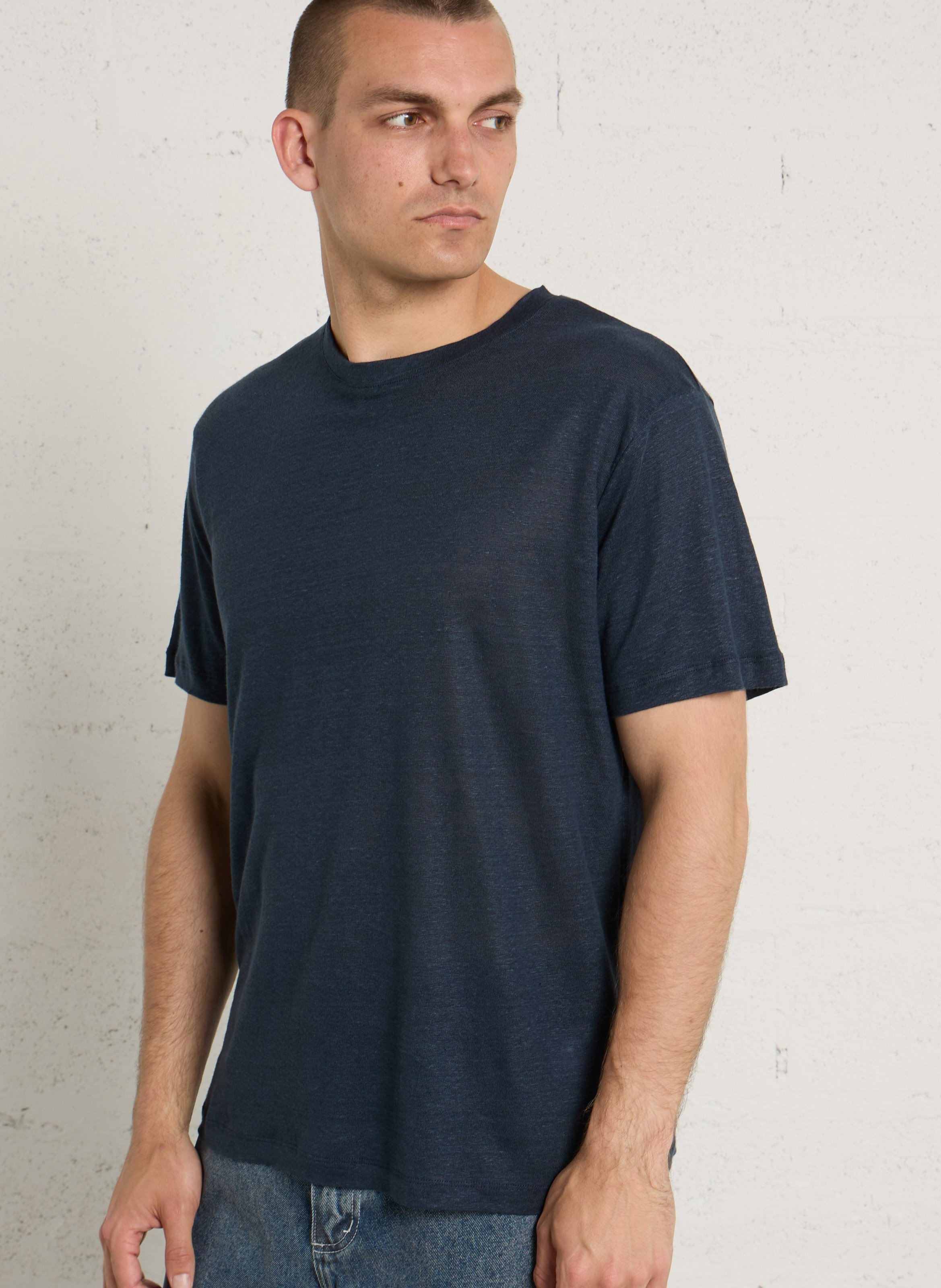 Oversized linen t-shirt AU PRINTEMPS PARIS Blue
