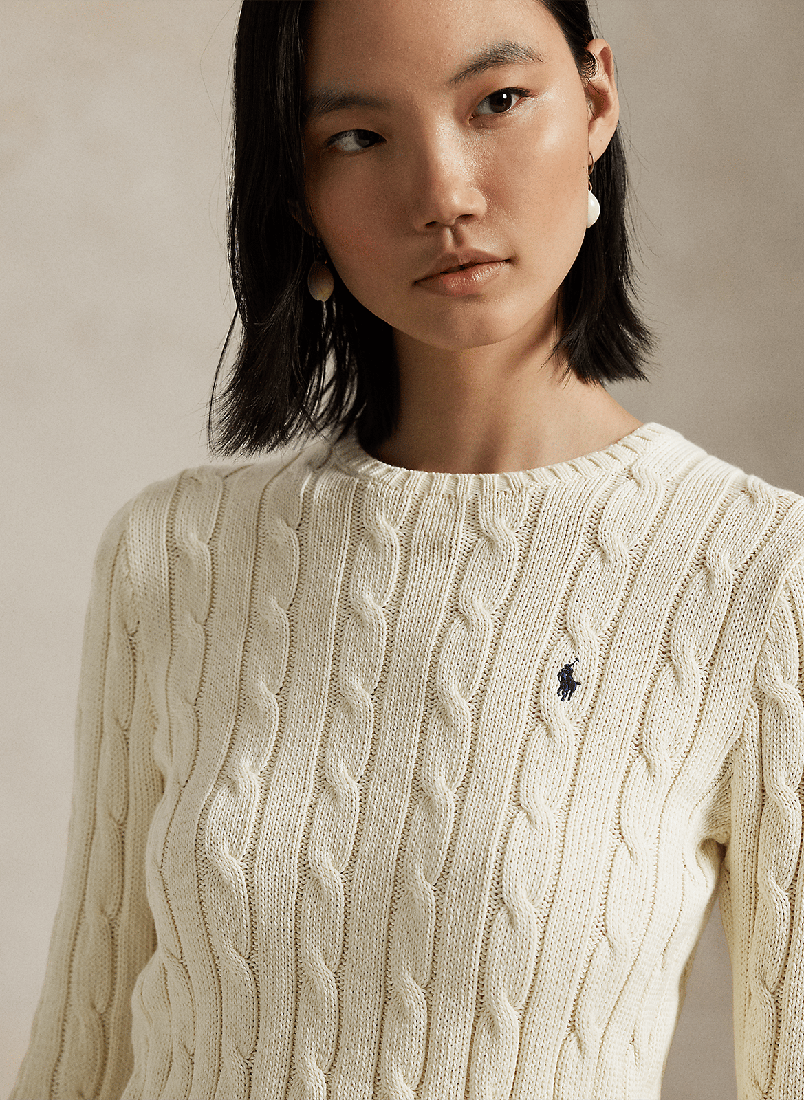 Round-neck wool- and cashmere-blend sweater POLO RALPH LAUREN White