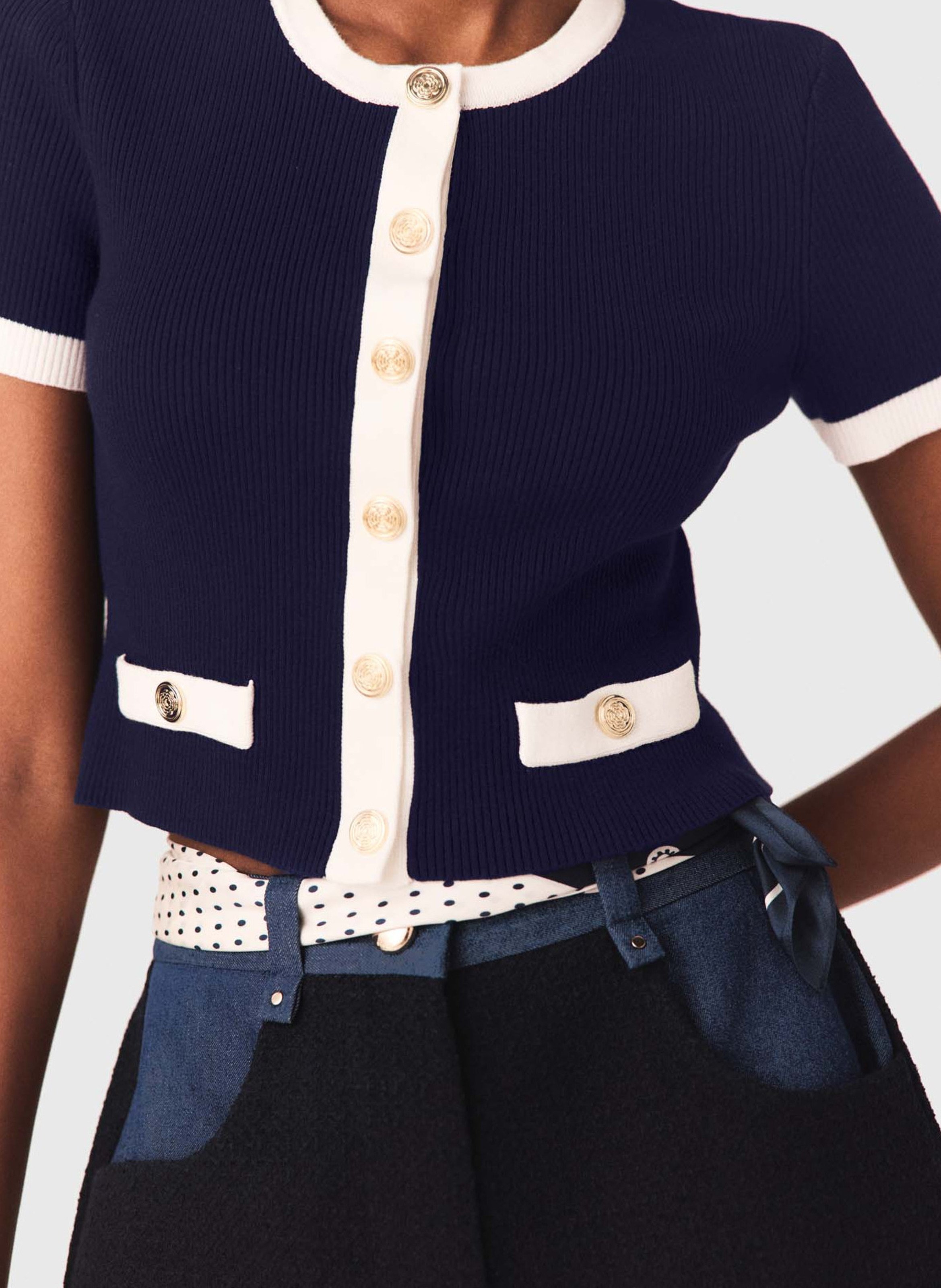 Top met ronde hals - katoenblend MAJE Blauw