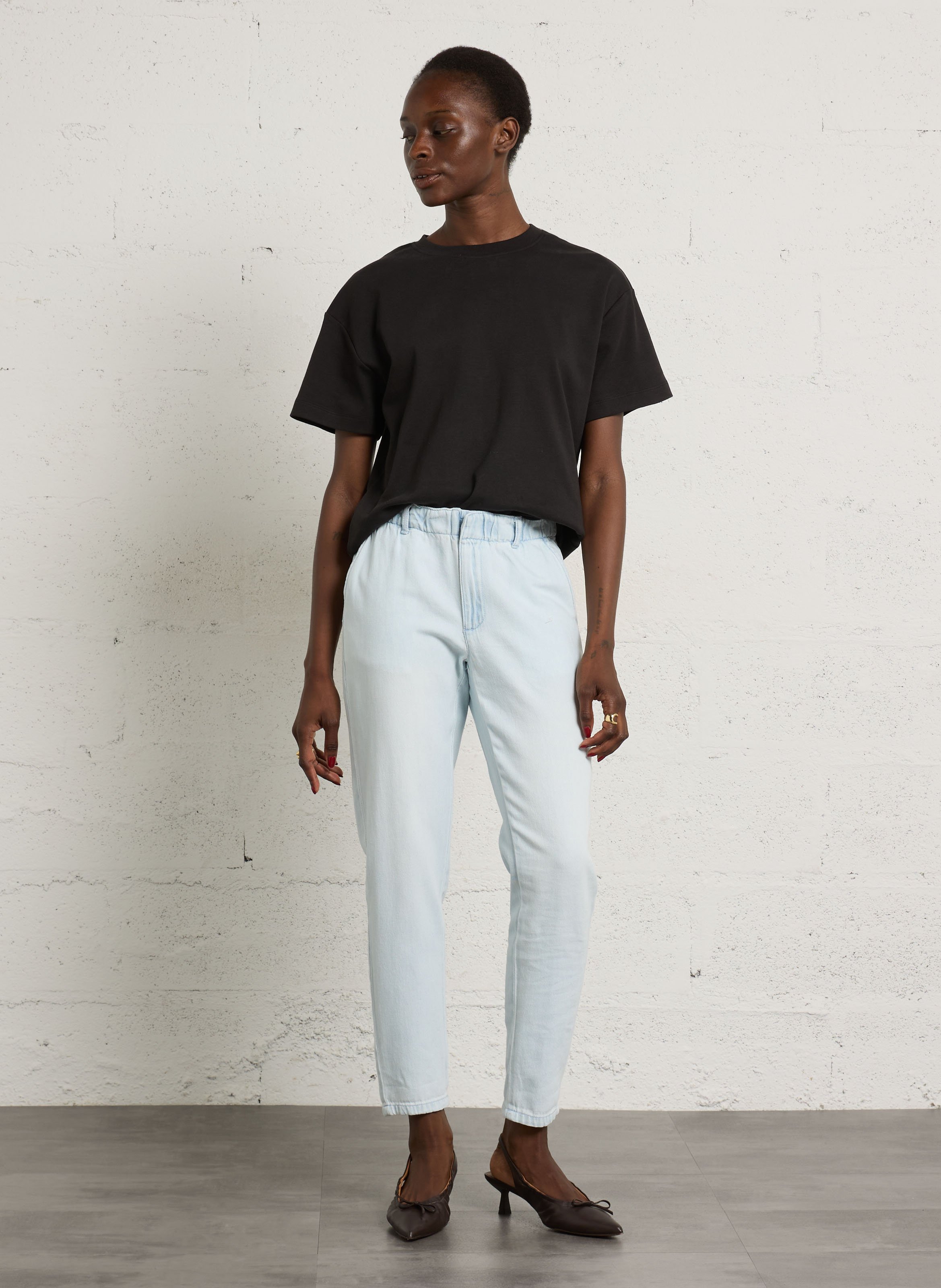 Pantalon carotte taille haute denim | Bleu MAISON 123 Femme