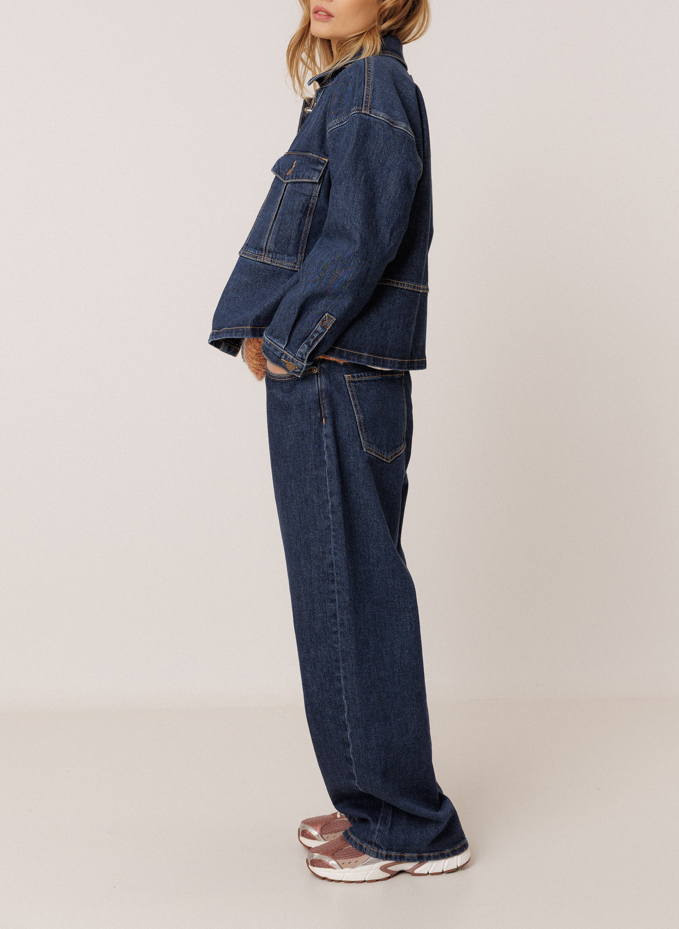 Veste denim oversize en coton bio mélangé INDI & COLD Bleu