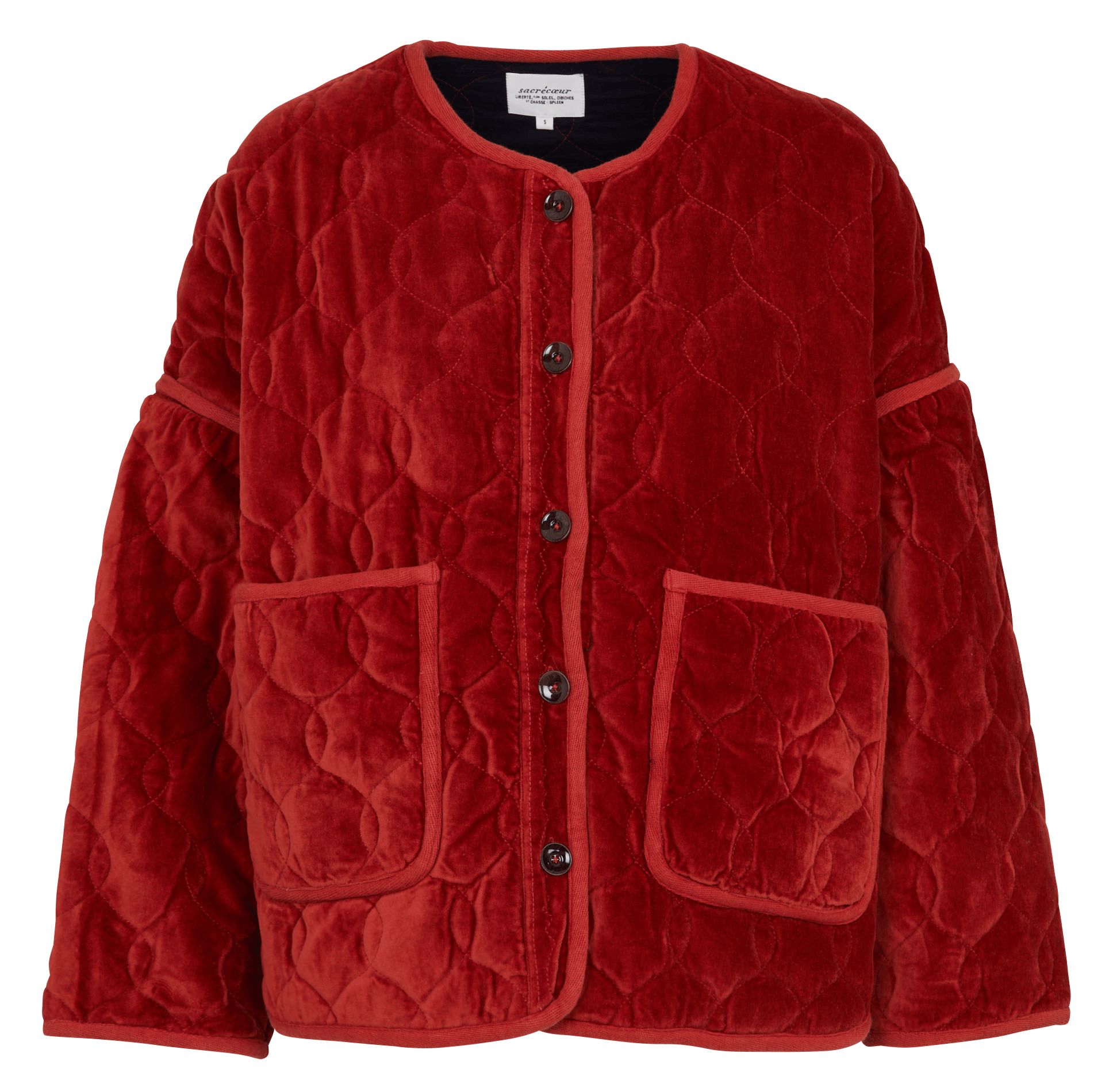 Oversized round neck quilted cotton jacket SACRECOEUR