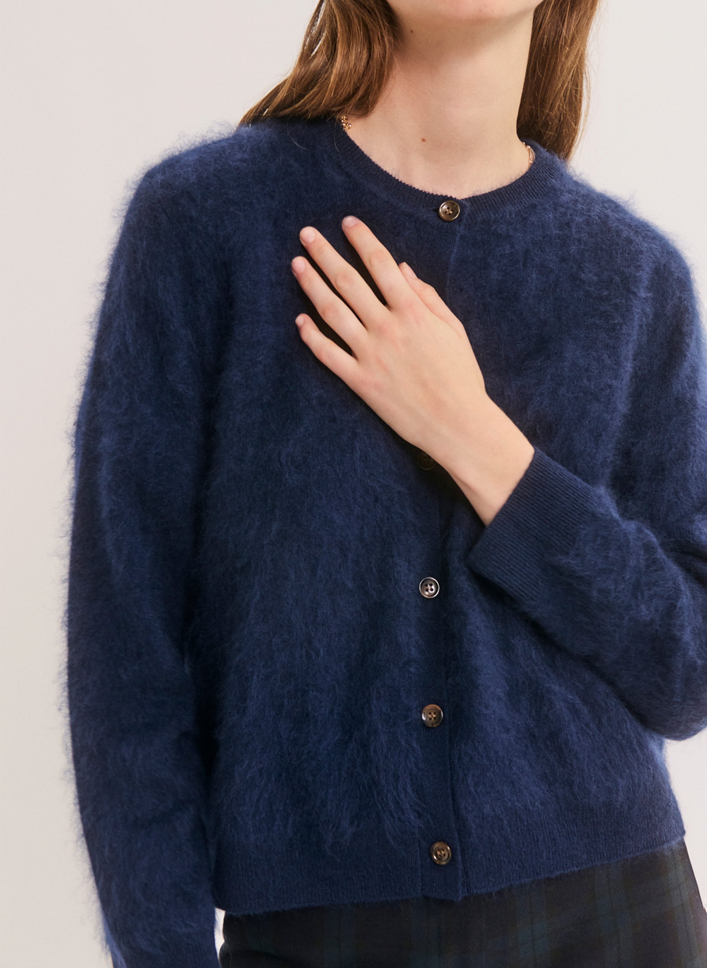 Rechte wollen cardigan PABLO Blauw