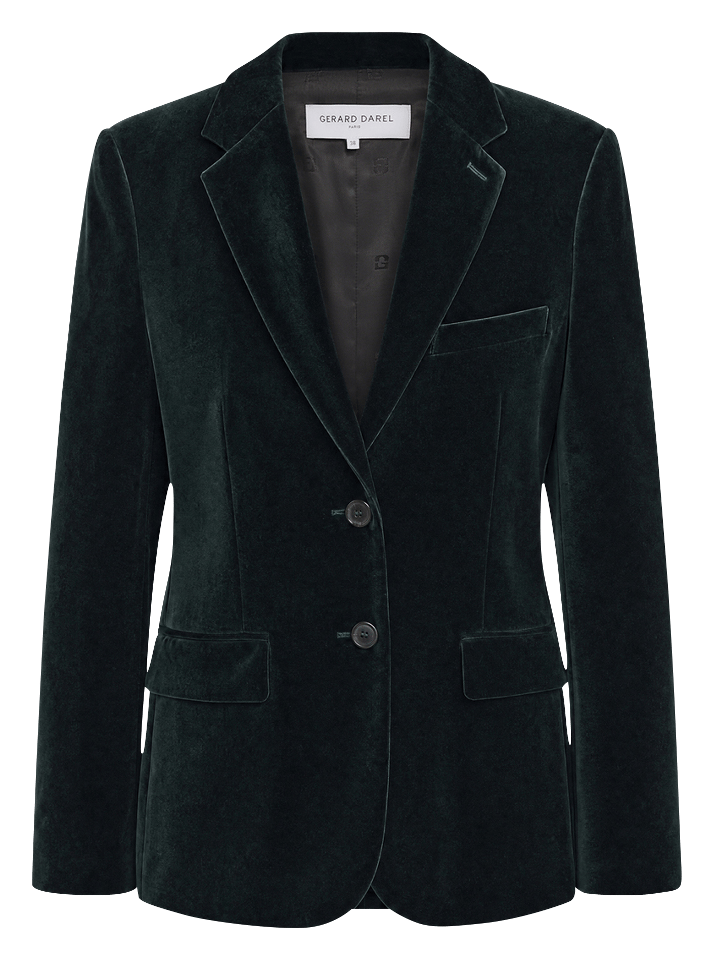 Fitted velvet cotton blend blazer GERARD DAREL Green