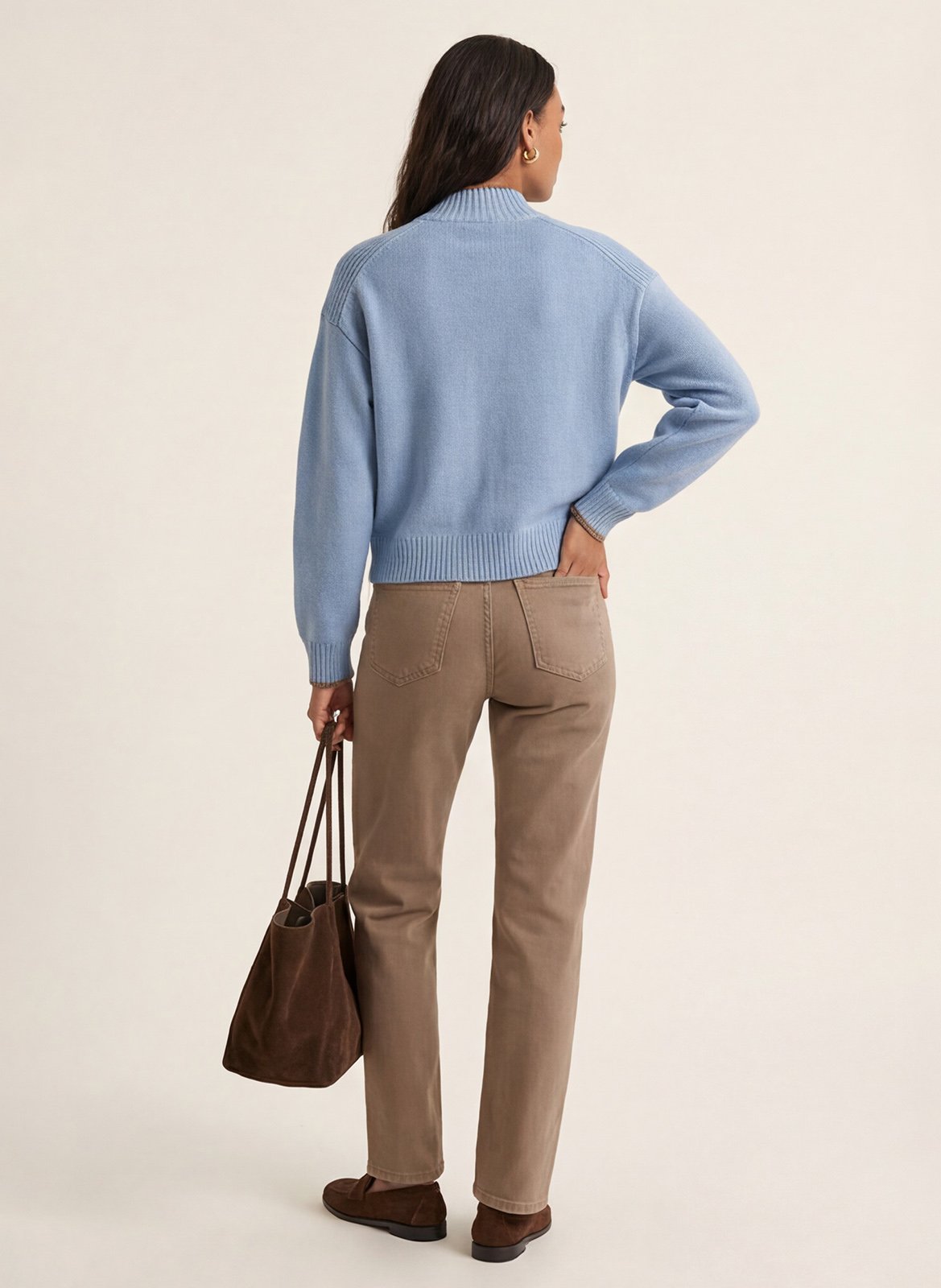 Pull droit col montant en laine mélangée KOOKAI Bleu