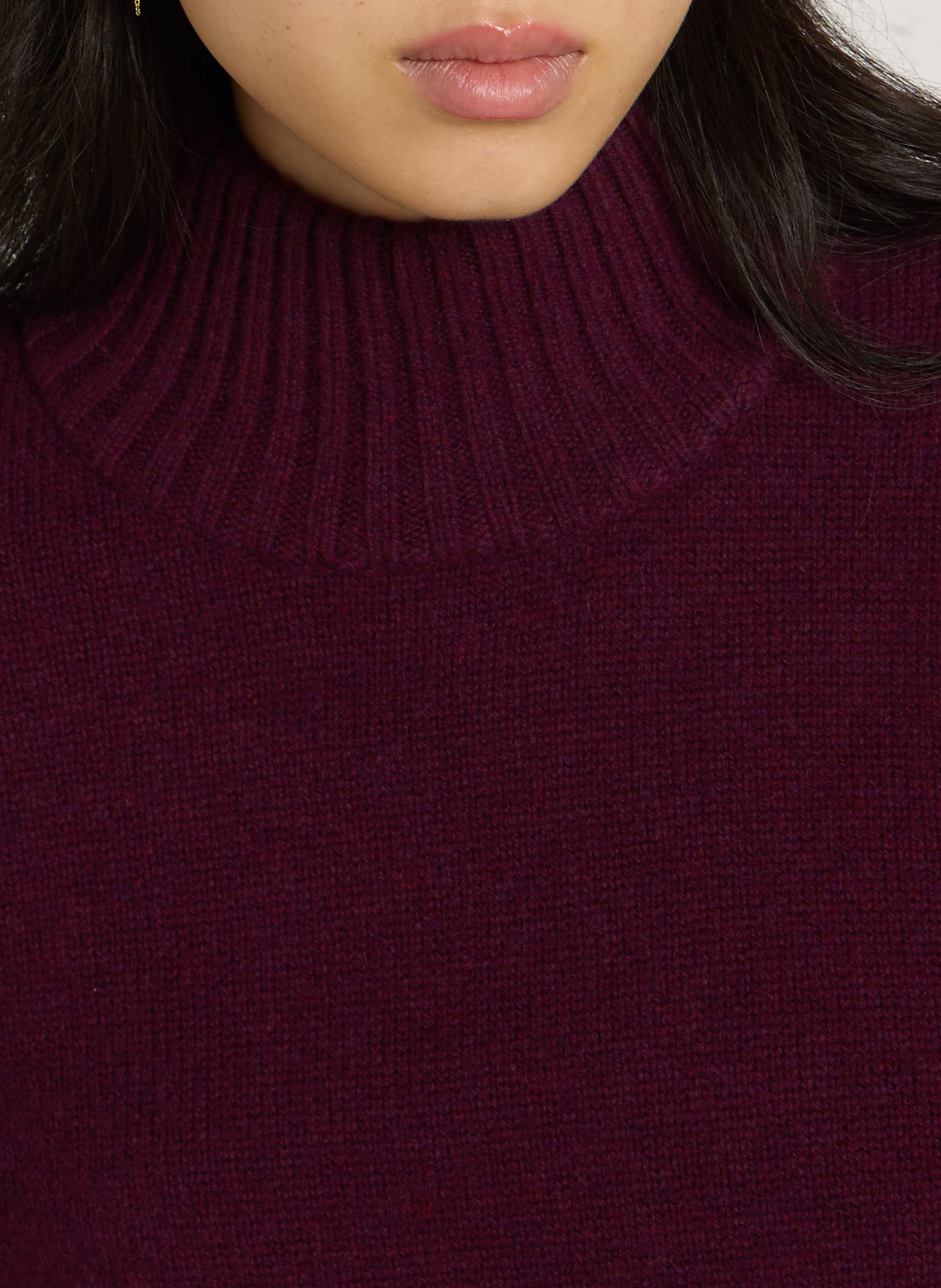 Pullover mit Schalkragen aus grob gestrickter Merinowolle PETITE MENDIGOTE Violett