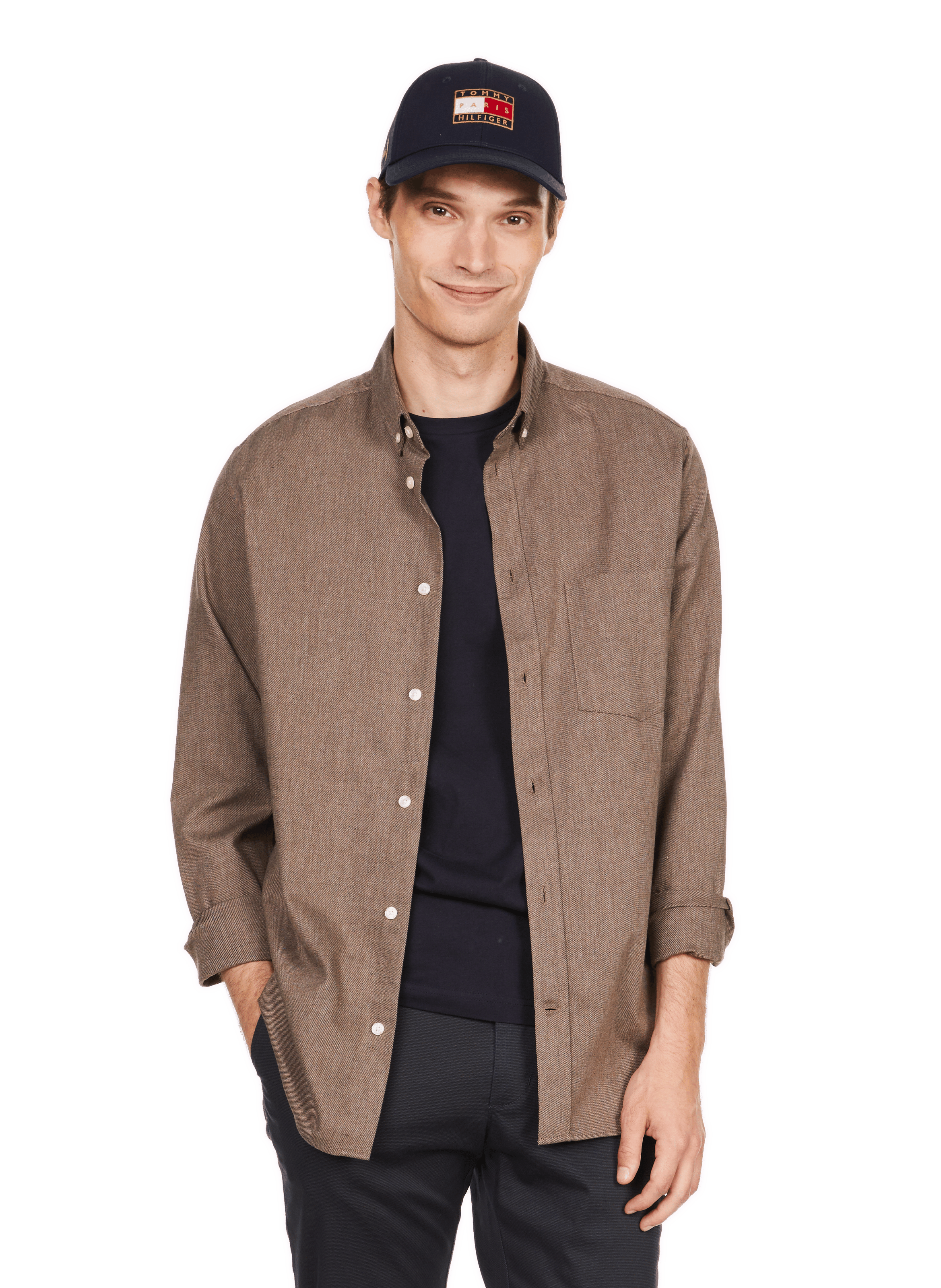 Straight-cut ribbed cotton shirt AU PRINTEMPS PARIS Brown