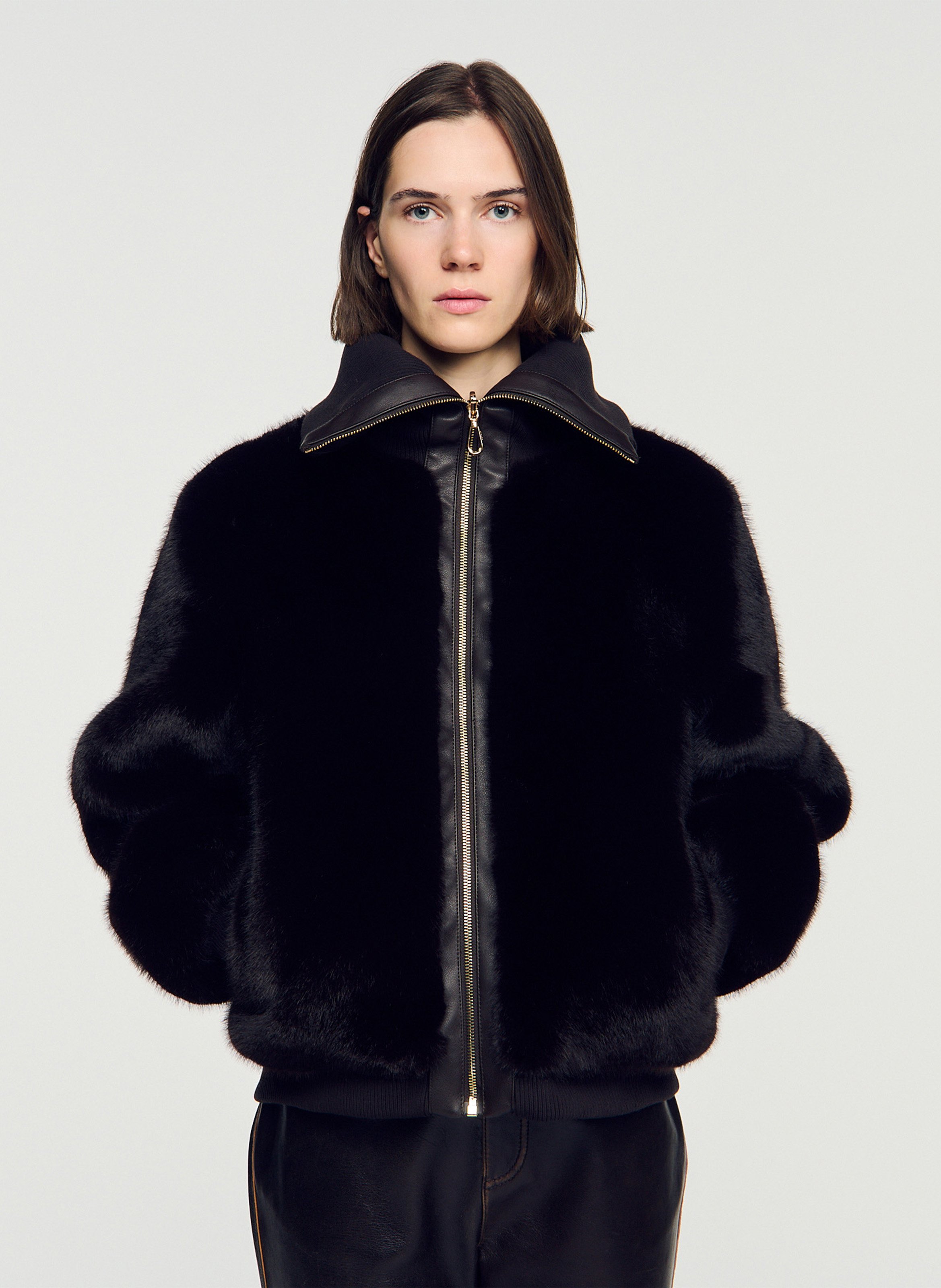 Veste oversize col montant SANDRO Marron