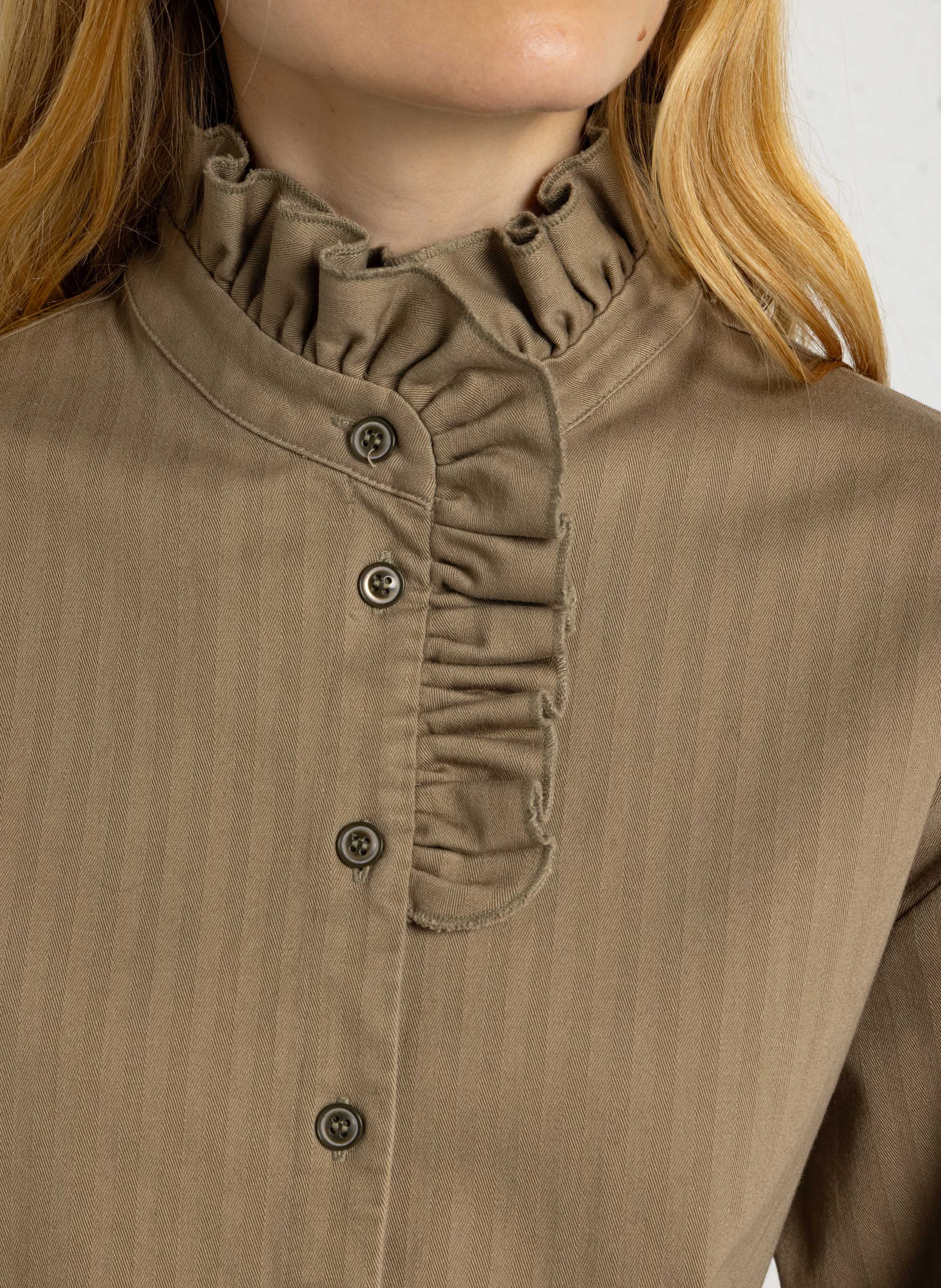 Langärmliges Oberteil mit Rüschen SUZIE WINKLE Khaki