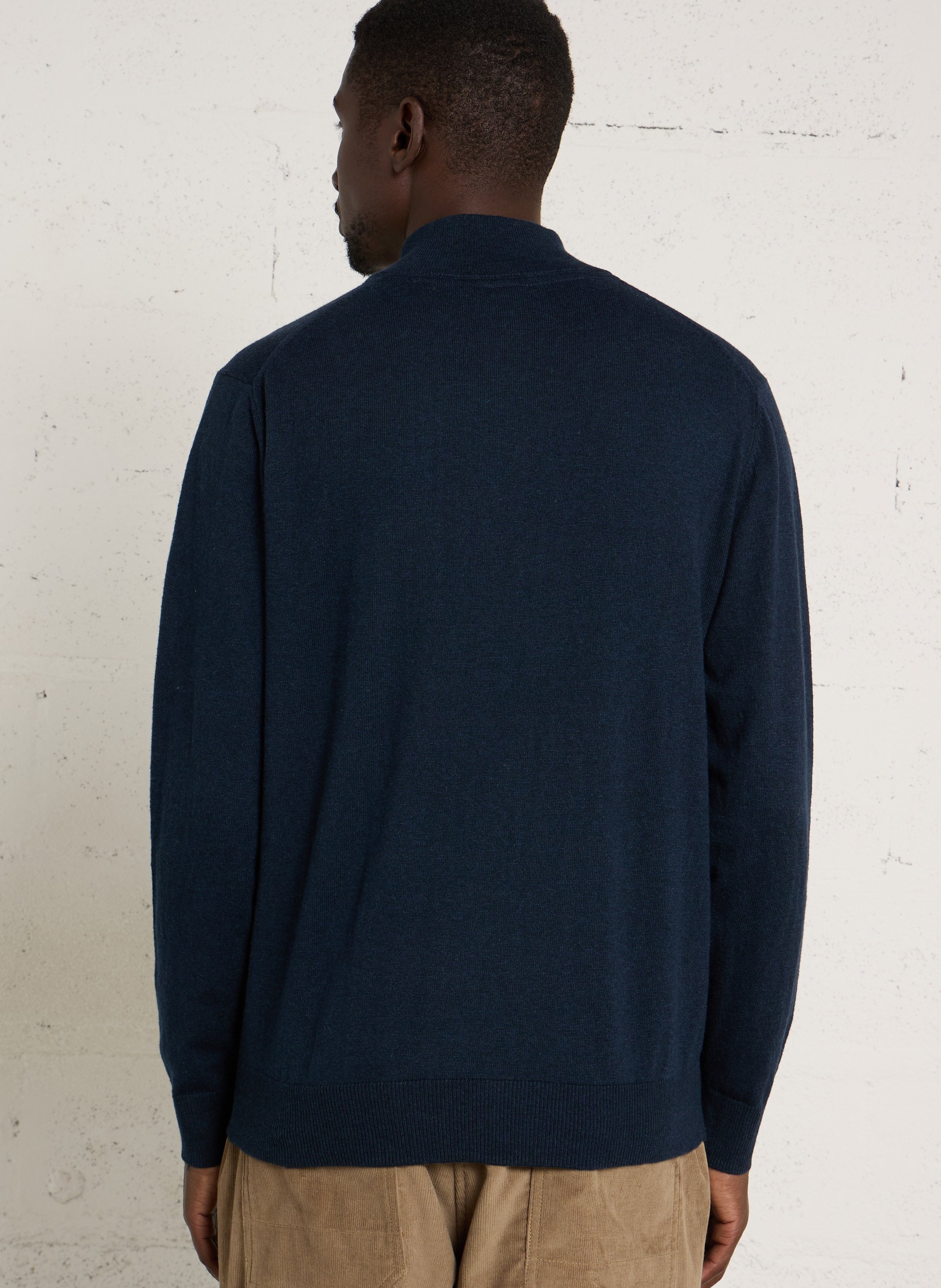 Pull droit col camionneur en coton, laine et cachemire PEPE JEANS Bleu