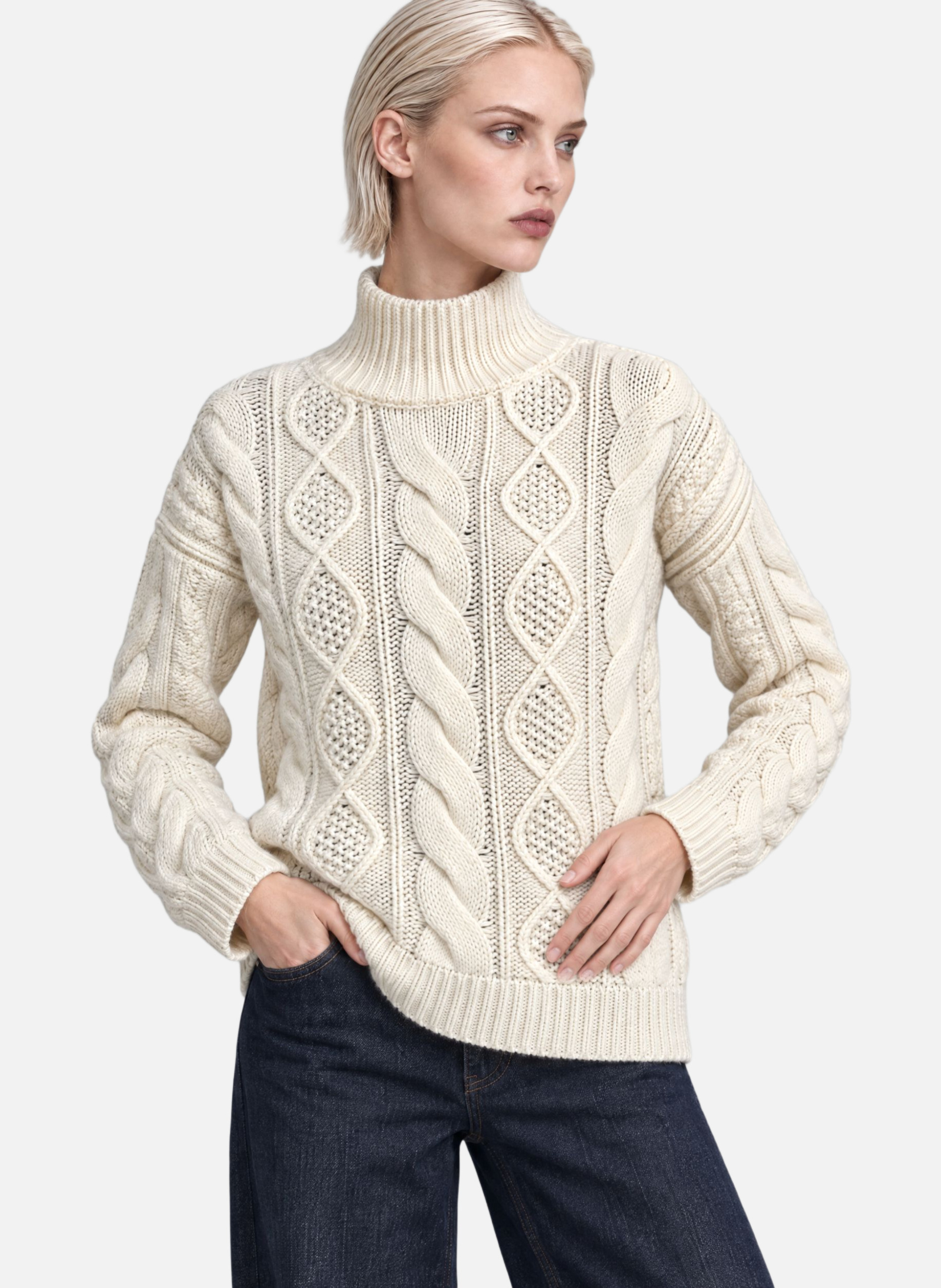 Merino wool twisted knit sweater THE KOOPLES Beige
