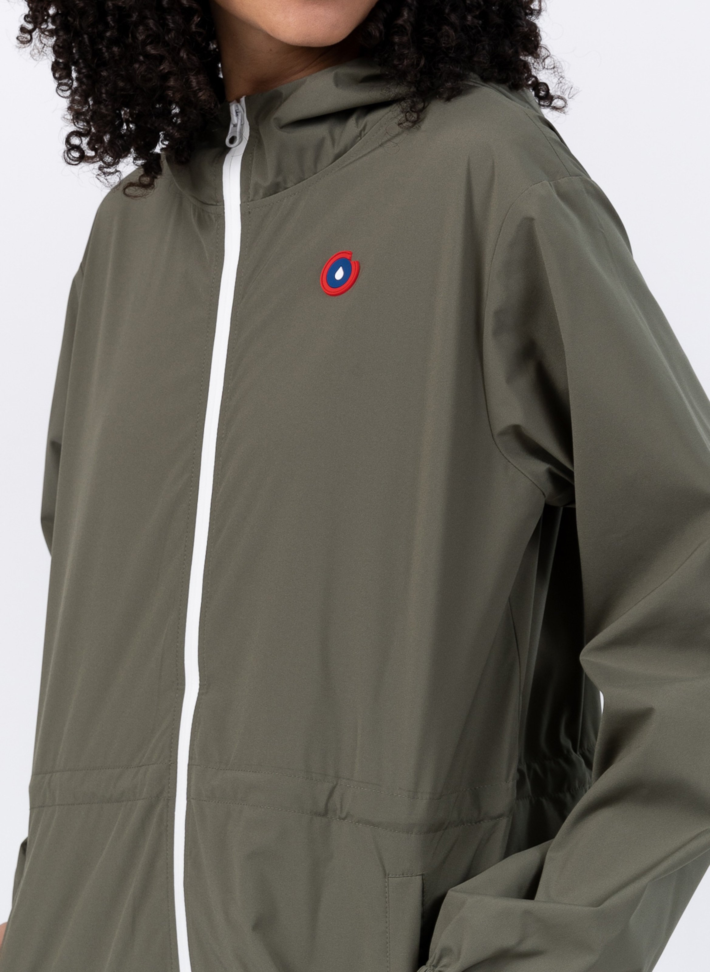 Long convertible hooded raincoat Khaki
