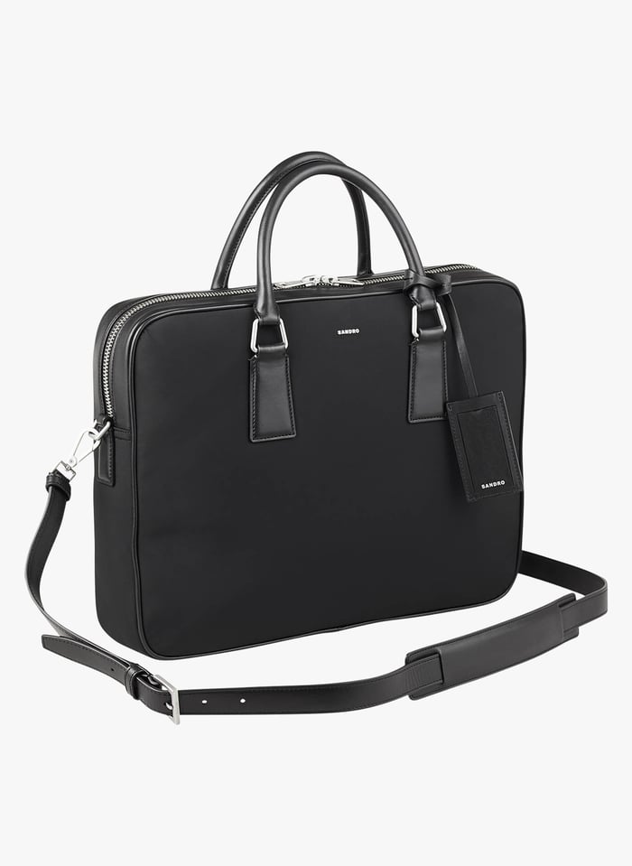 Sac Ordinateur Zipp En Toile Noir Sandro Homme Place des