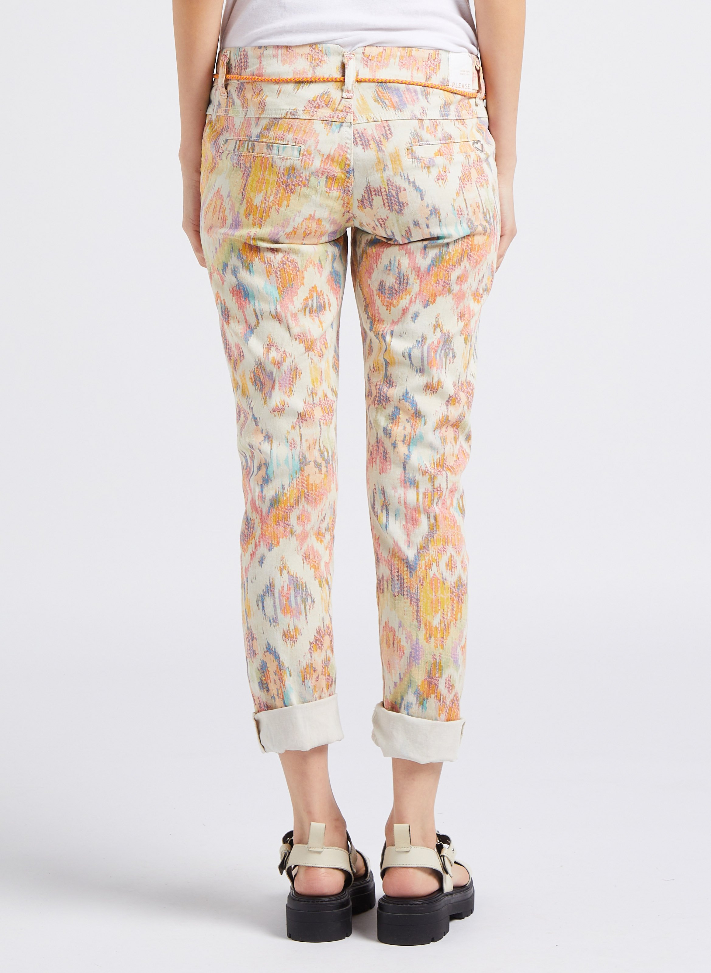 Low-rise cotton-blend pants PLEASE Beige